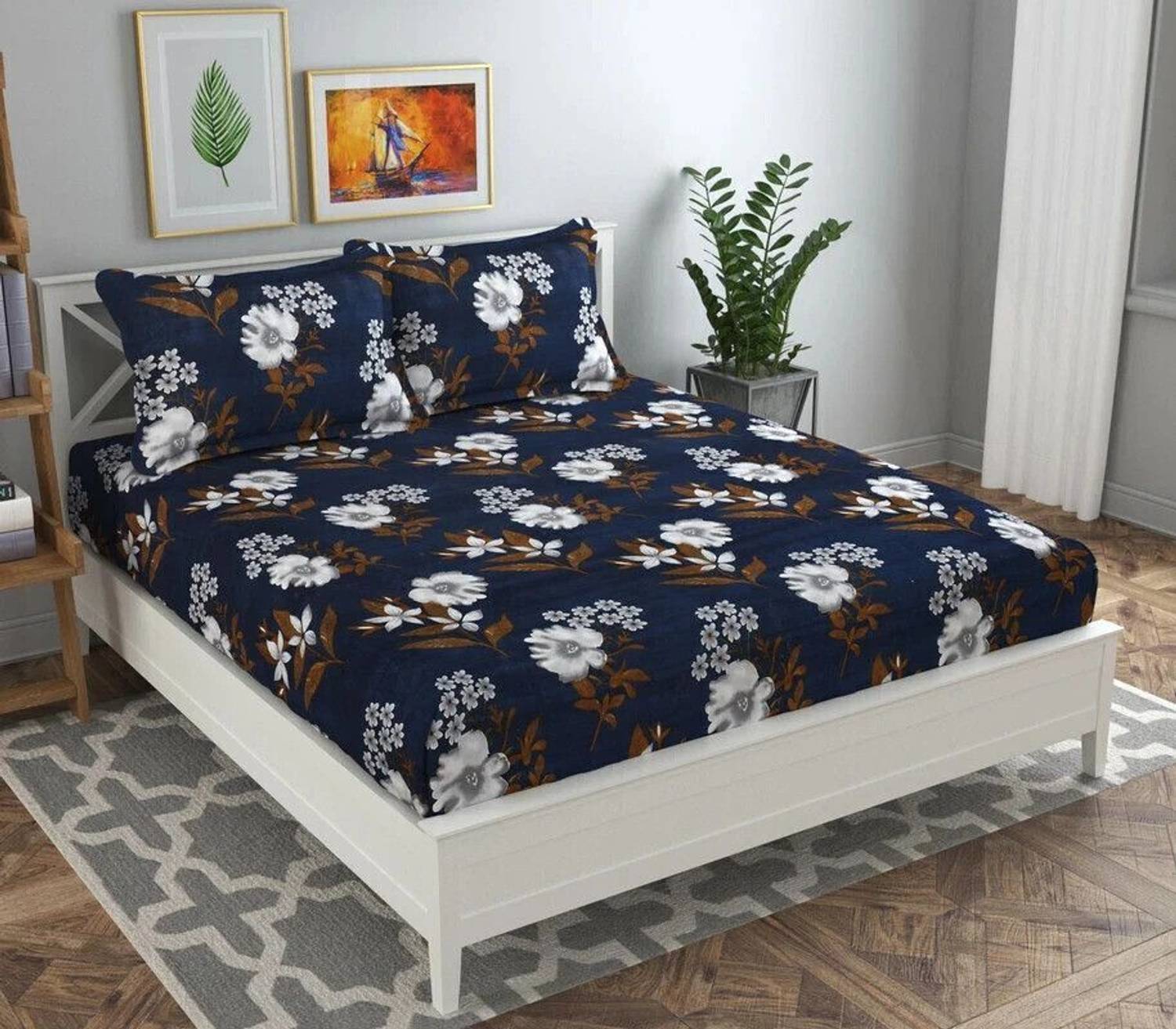 VAS COLLECTIONS Microfiber Double Flat 160 TC Floral 1 Bedsheet (