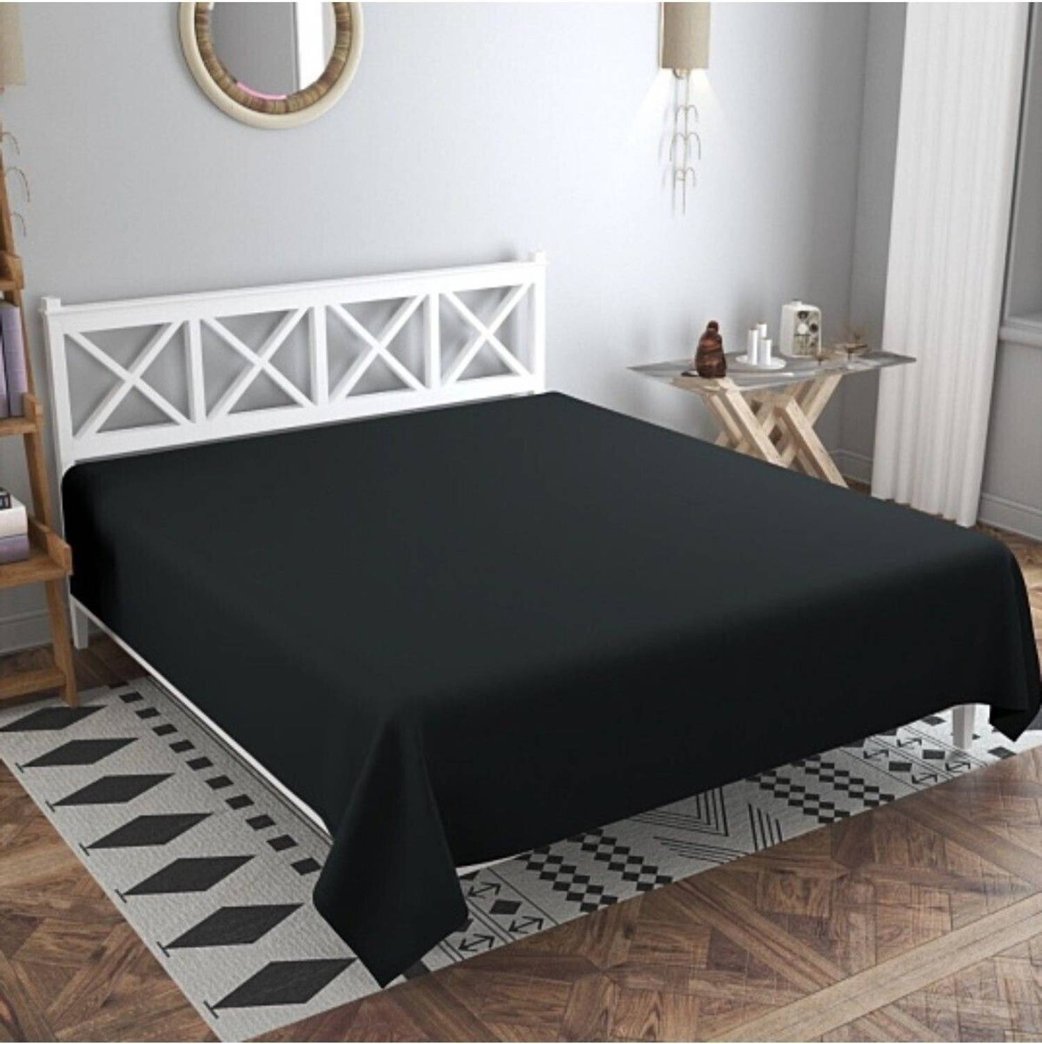 BELVOSTUM Microfiber Double Flat 180 TC Solid 1 Bedsheet with 2 P