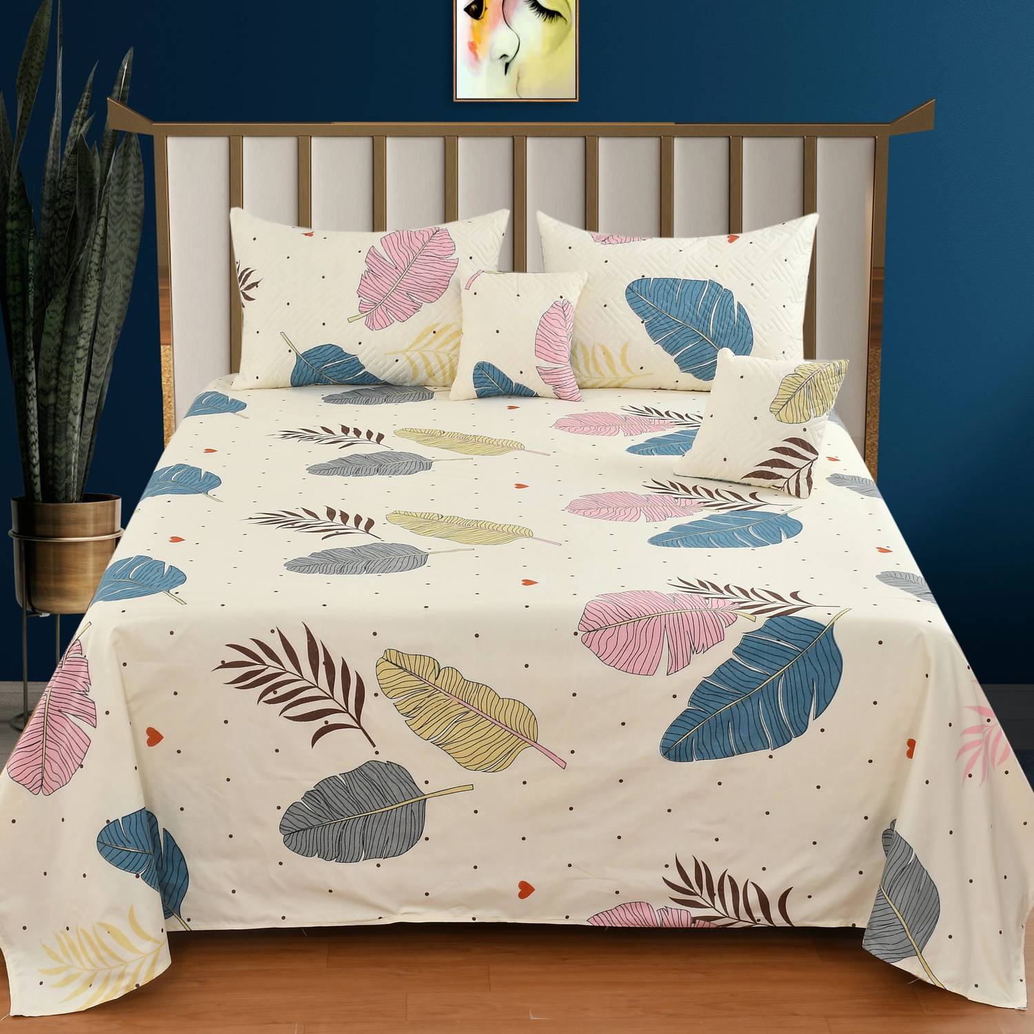 CLOVIS KRAFTS Cotton Double Flat 300 TC 7D Digital 1 Bedsheet wit