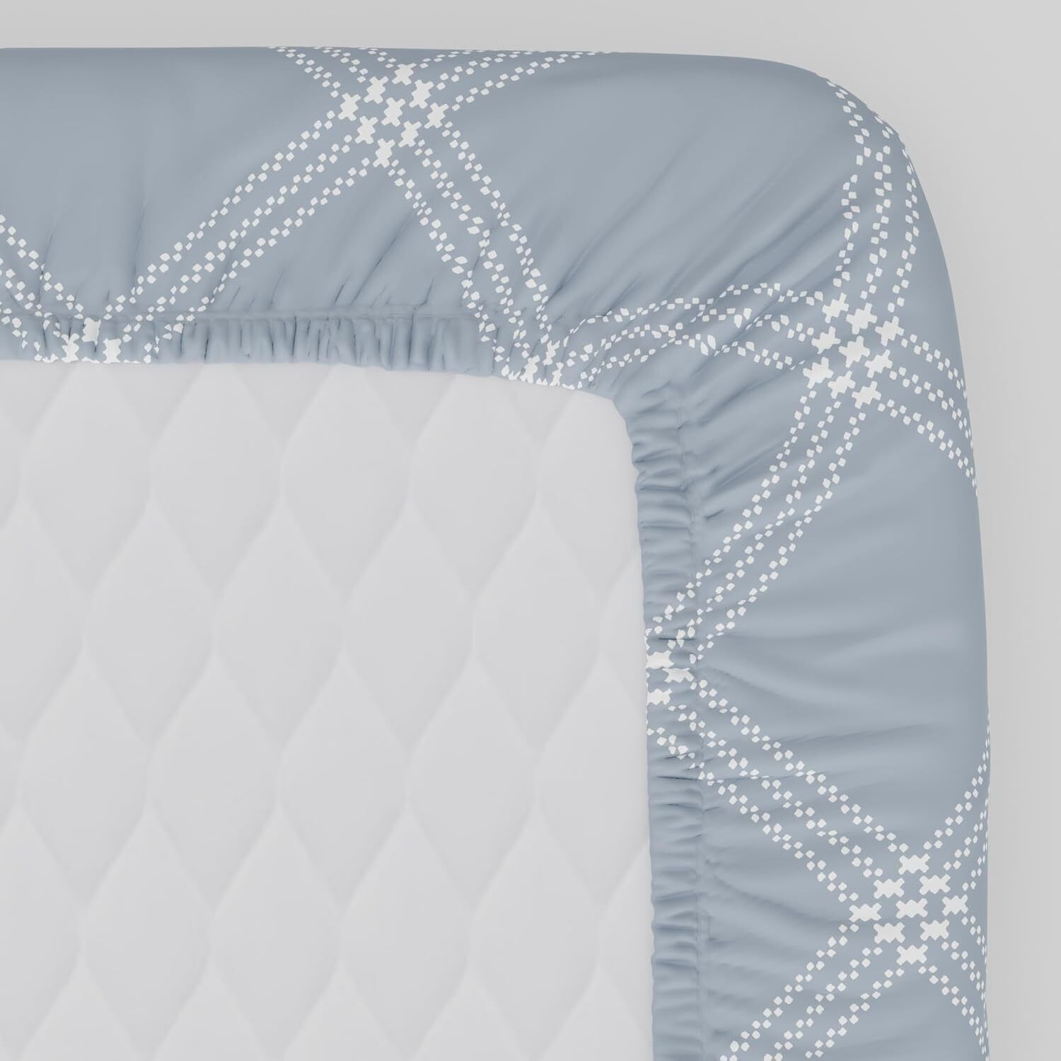Image of Huesland Cotton Double Fitted (Elastic) 210 TC Geometric 1 Bedsheet with 2 Pillow Covers