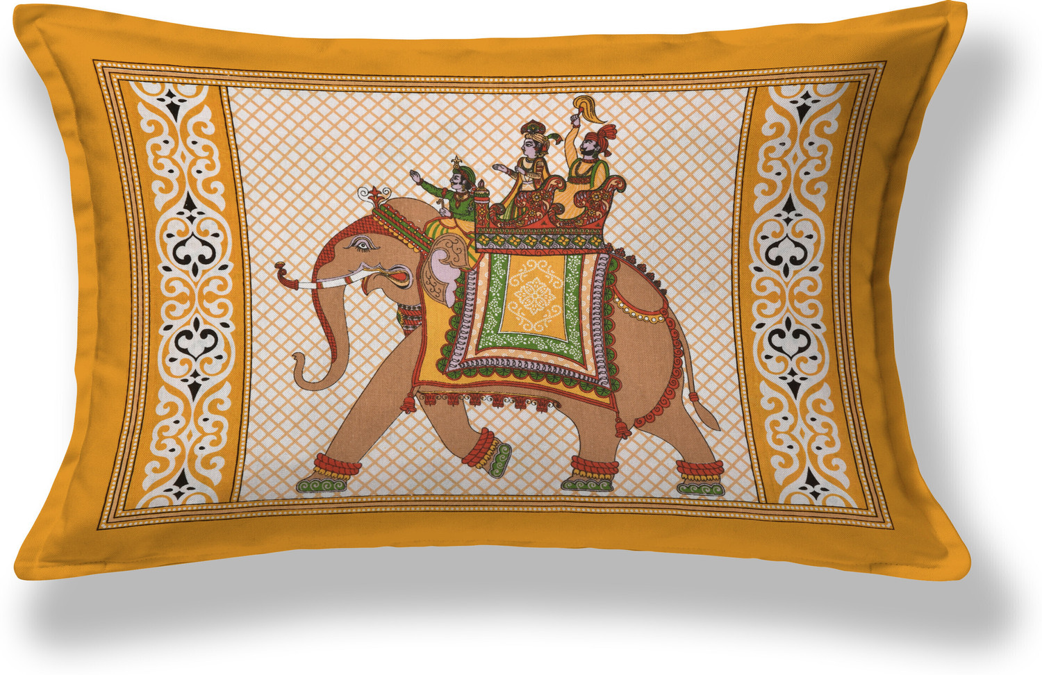 Image of Mandakini Cotton Single Flat 140 TC Jaipuri Prints 1 Bedsheet with 2 Pillow Covers