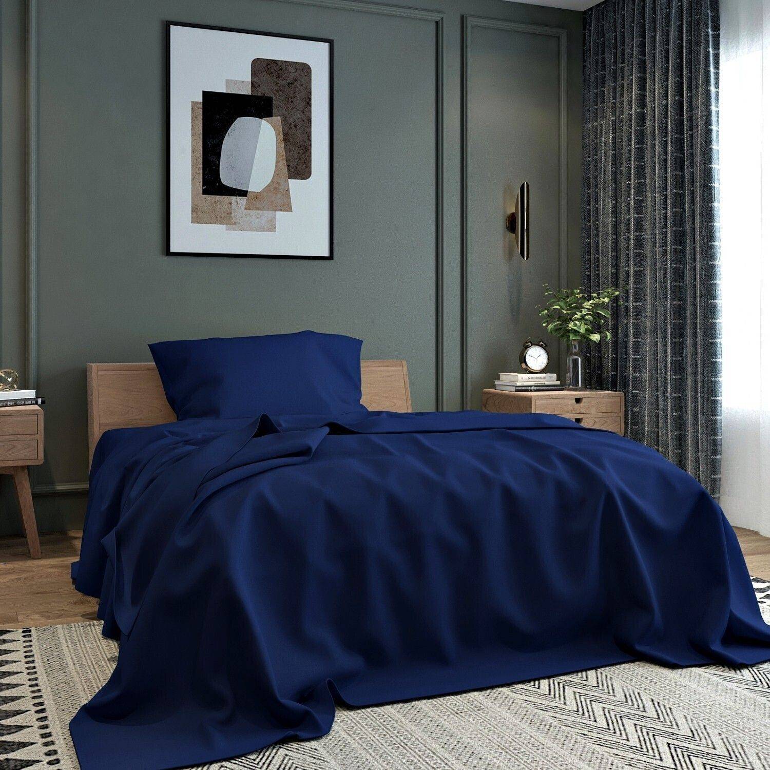 BELVOSTUM Microfiber Single Flat 280 TC Solid 1 Bedsheet with 2 Pillow Covers