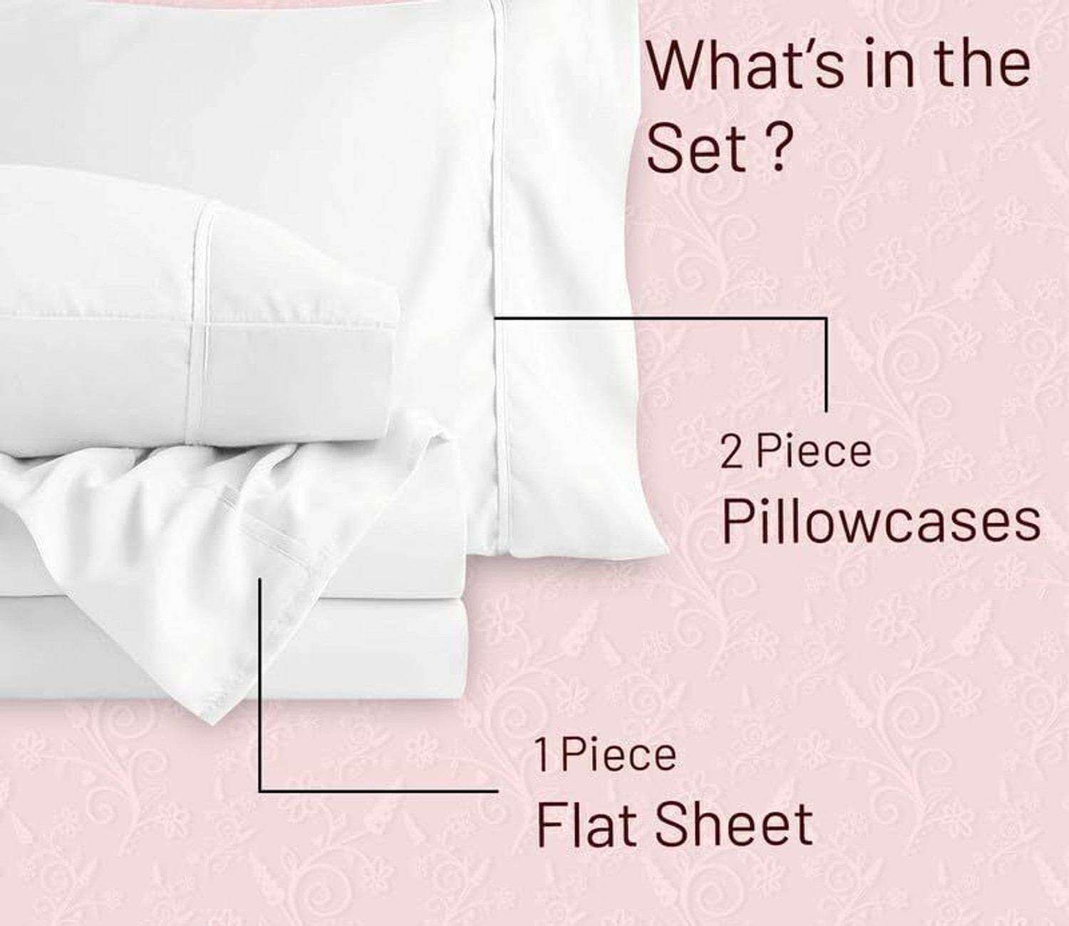 Image of lacoza Cotton Blend Double Flat 400 TC Solid 1 Bedsheet with 2 Pillow Covers