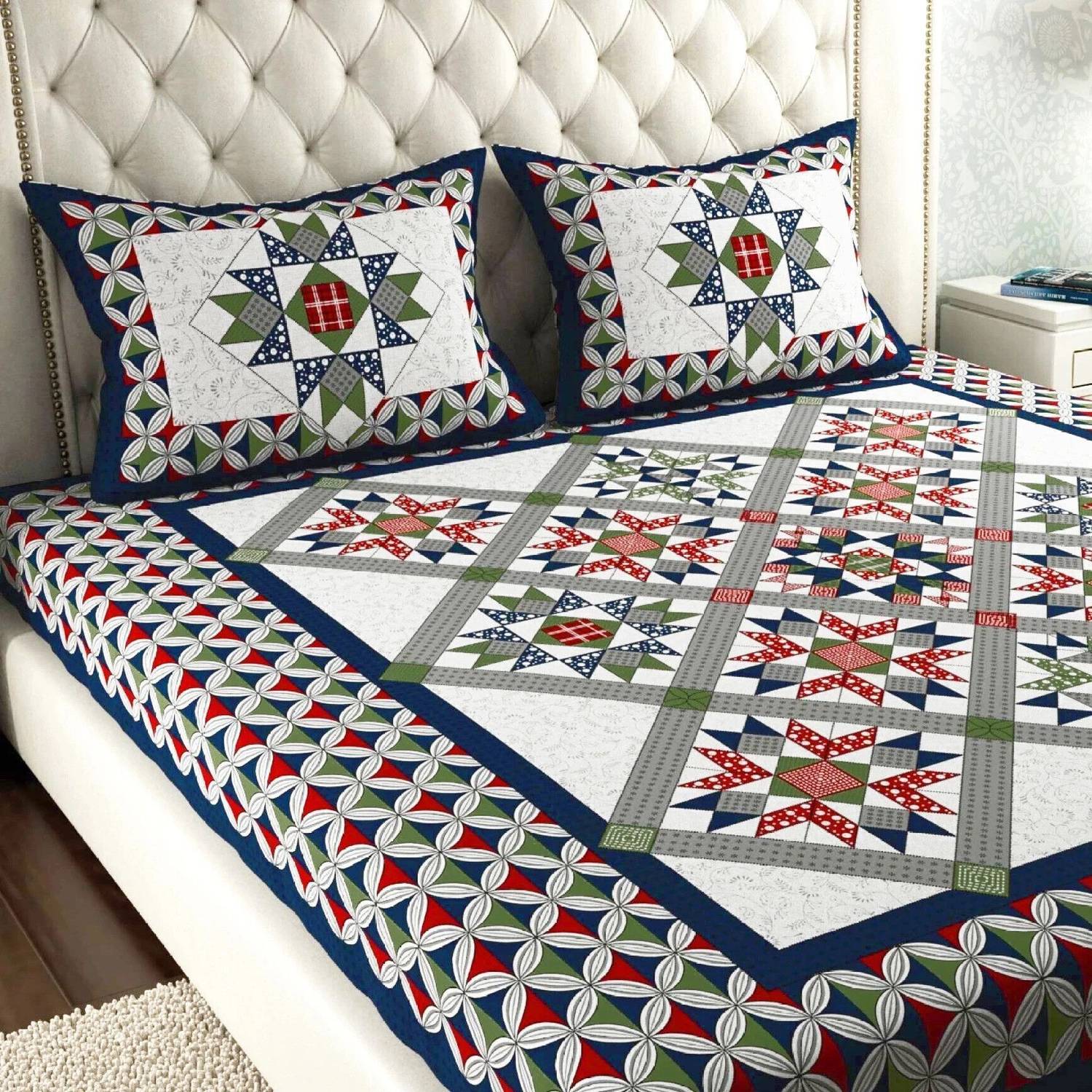 Leo Creation Cotton Double Flat 144 TC Jaipuri Prints 1 Bedsheet