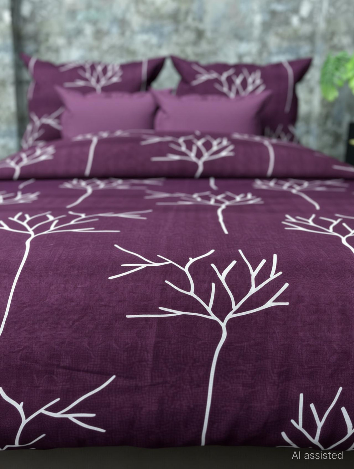 Image of KHWAISH KOLLECTION Cotton Double Flat 240 TC Printed 1 Bedsheet with 2 Pillow Covers