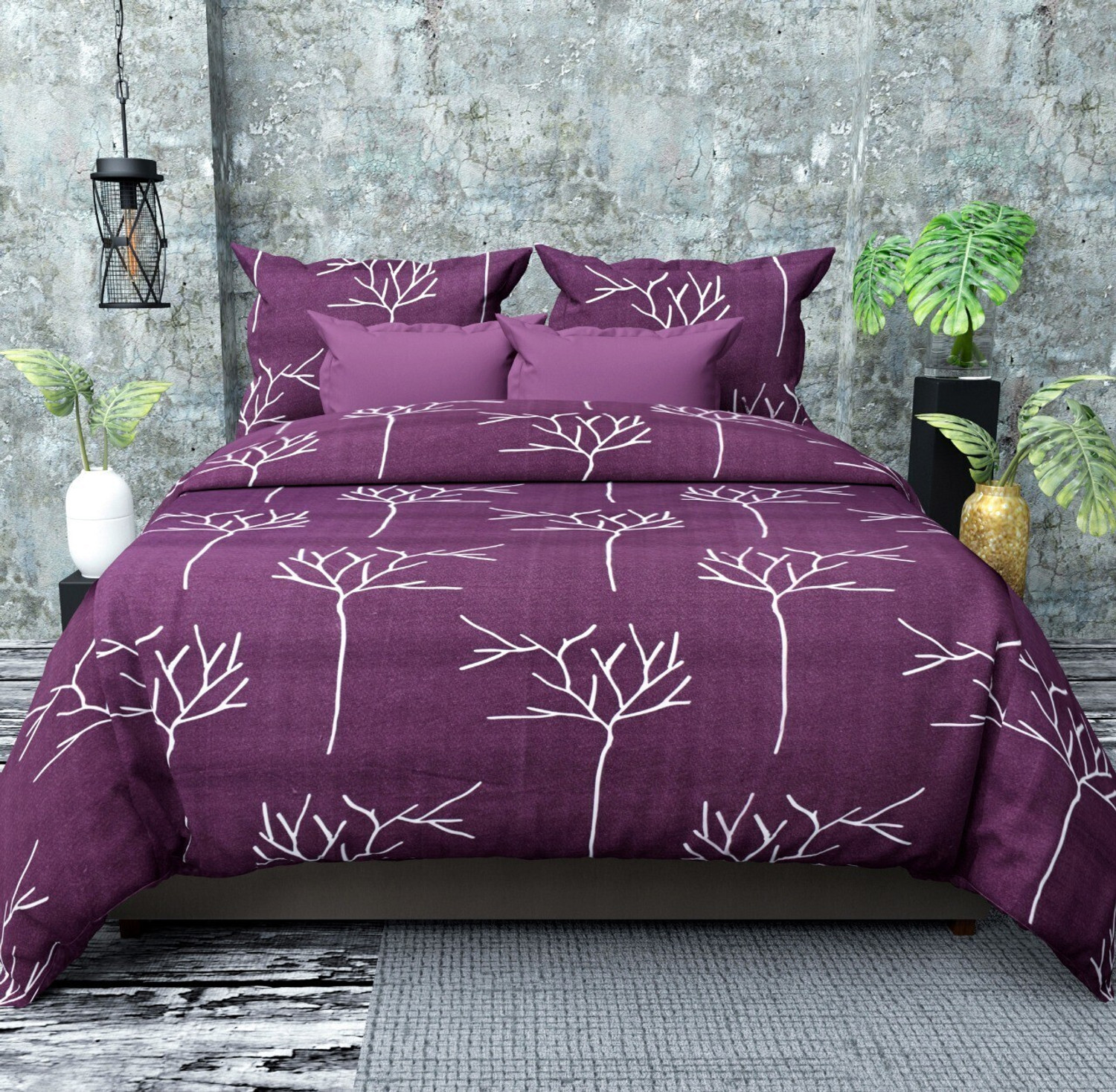 Image of KHWAISH KOLLECTION Cotton Double Flat 240 TC Printed 1 Bedsheet with 2 Pillow Covers