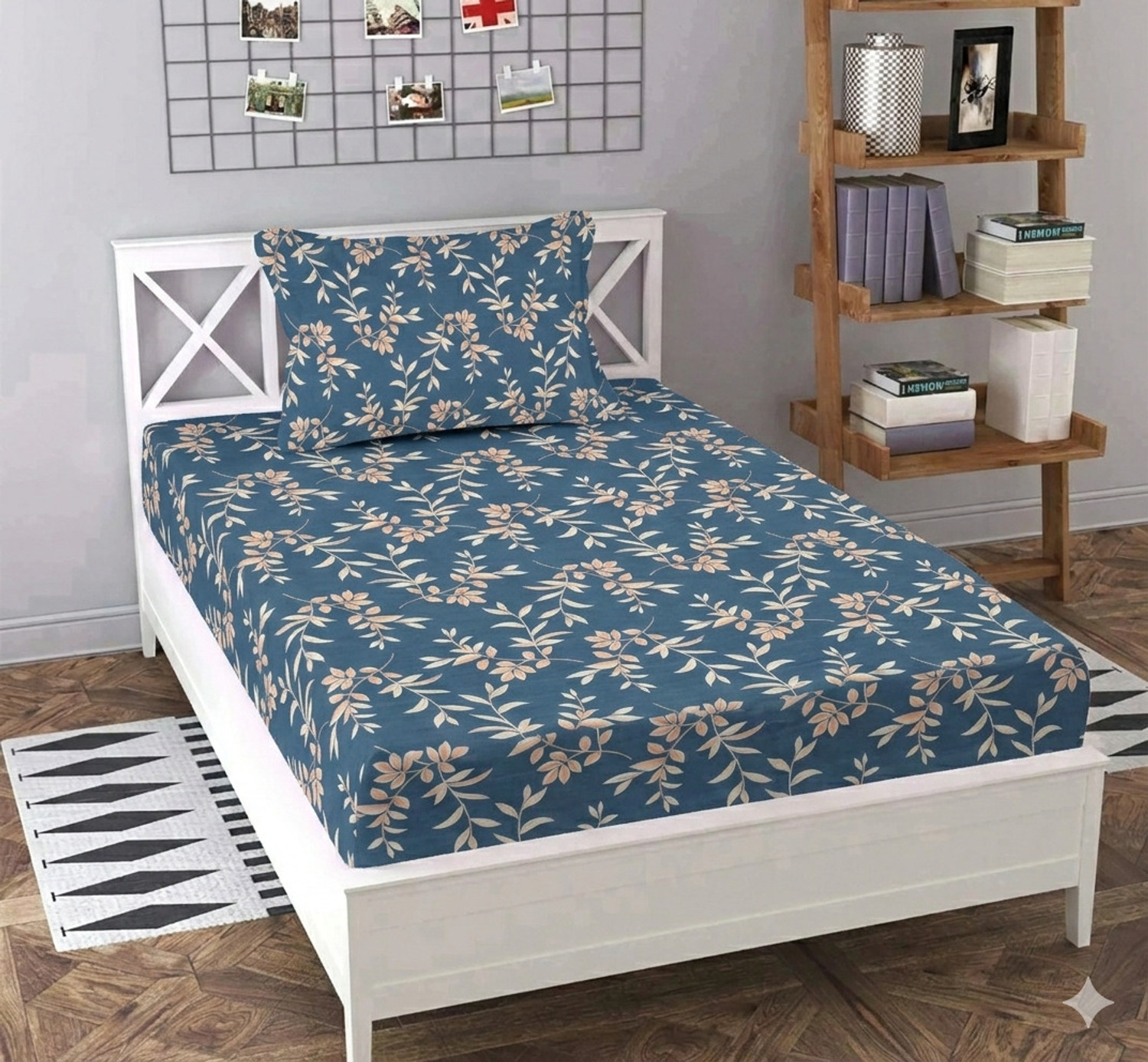Image of BLUEDOT Cotton Single Flat 200 TC Printed 1 Summer Bedsheet