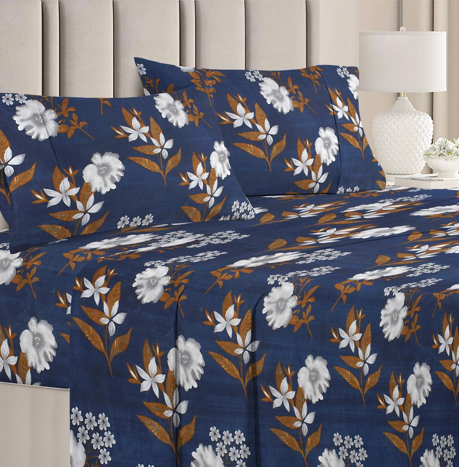 VAS COLLECTIONS Cotton Double Flat 160 TC Floral 1 Bedsheet with