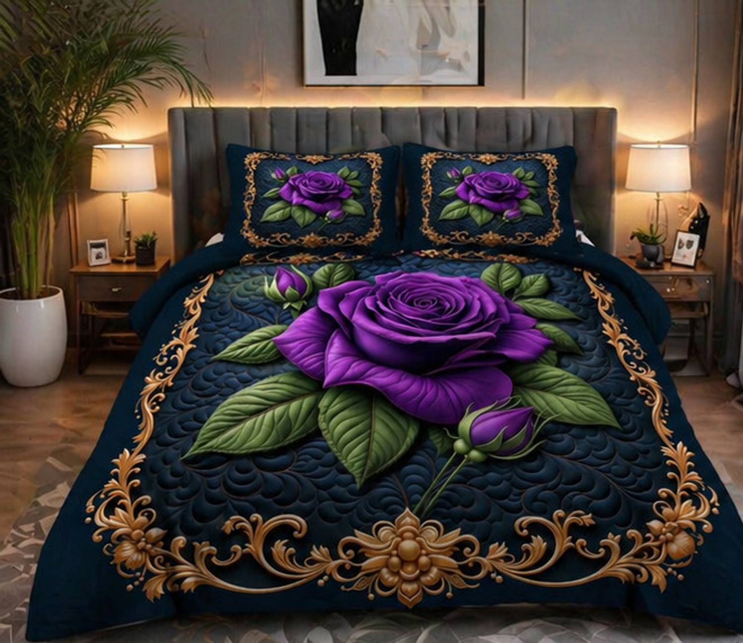 AASHRAE Polycotton Double Flat 400 TC Printed 1 AC Bedsheet with 2 Pillow Covers