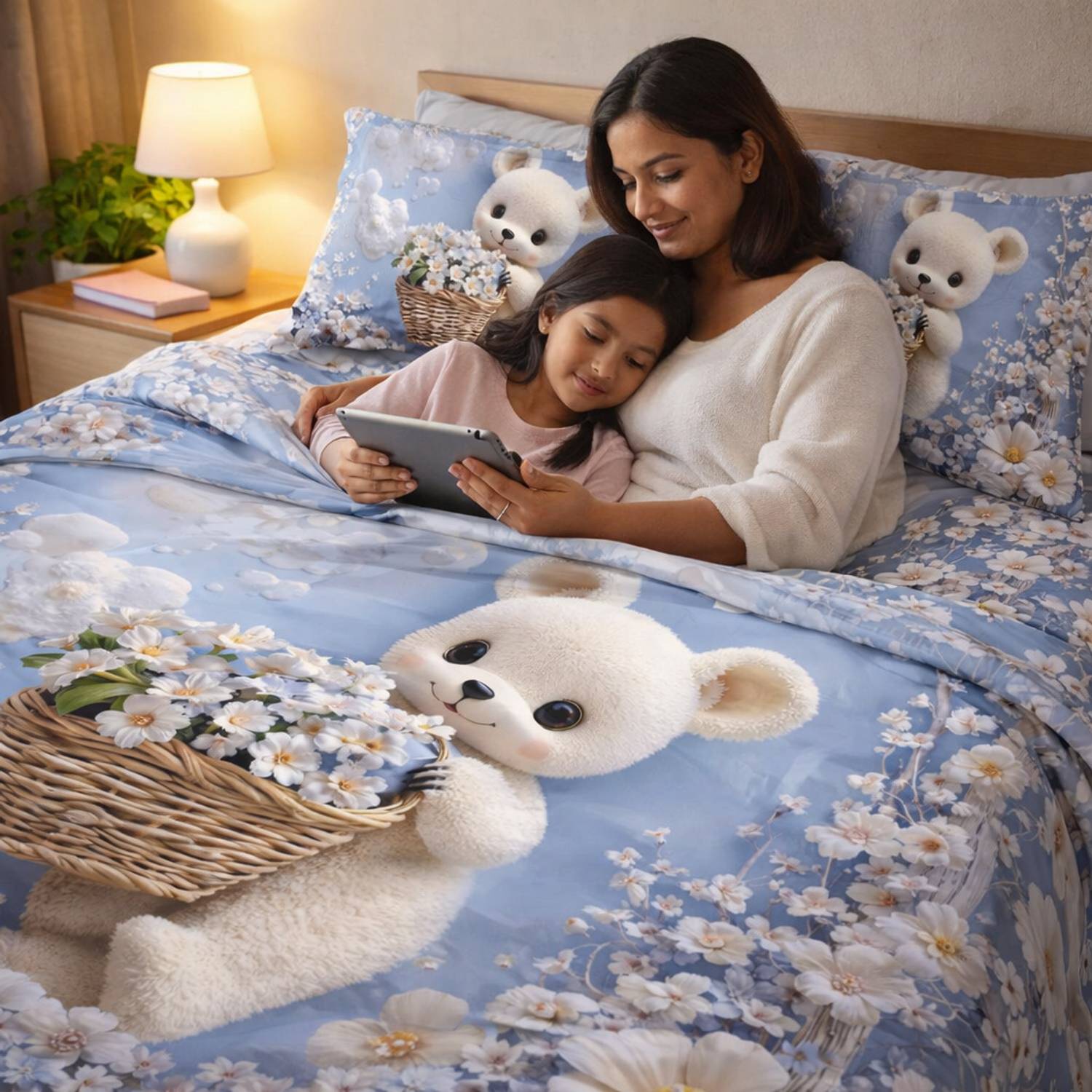 Aarna Linen Cotton Double Flat 400 TC 7D Digital 1 AC Bedsheet with 2 Pillow Covers