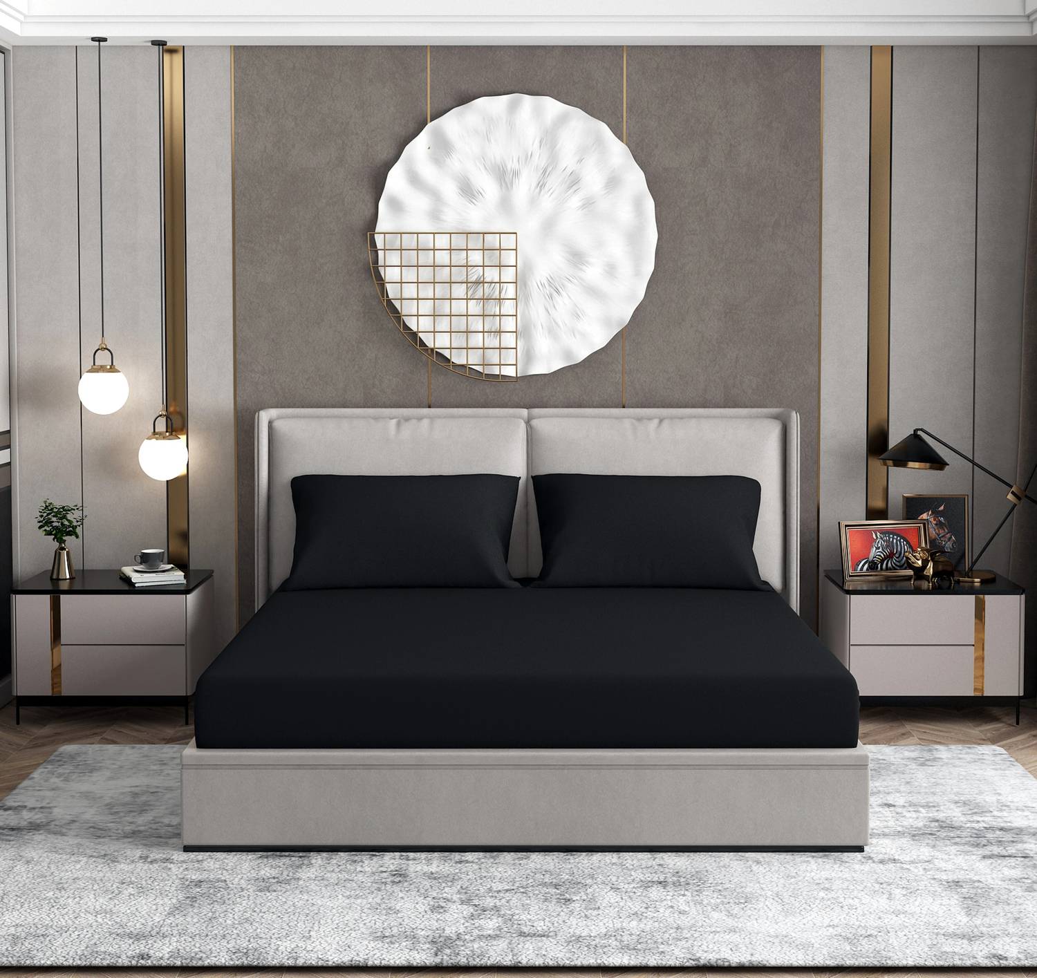 Zito Polycotton Double Flat 260 TC Solid 1 Bedsheet with 2 Pillow