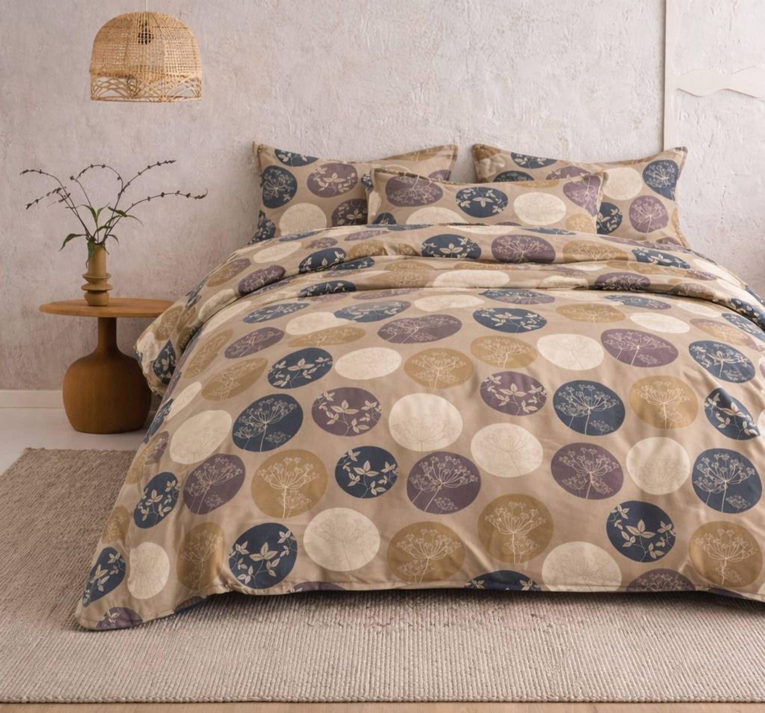 KWALITY DREAMS Cotton Double Flat 210 TC Geometric 1 Bedsheet wit