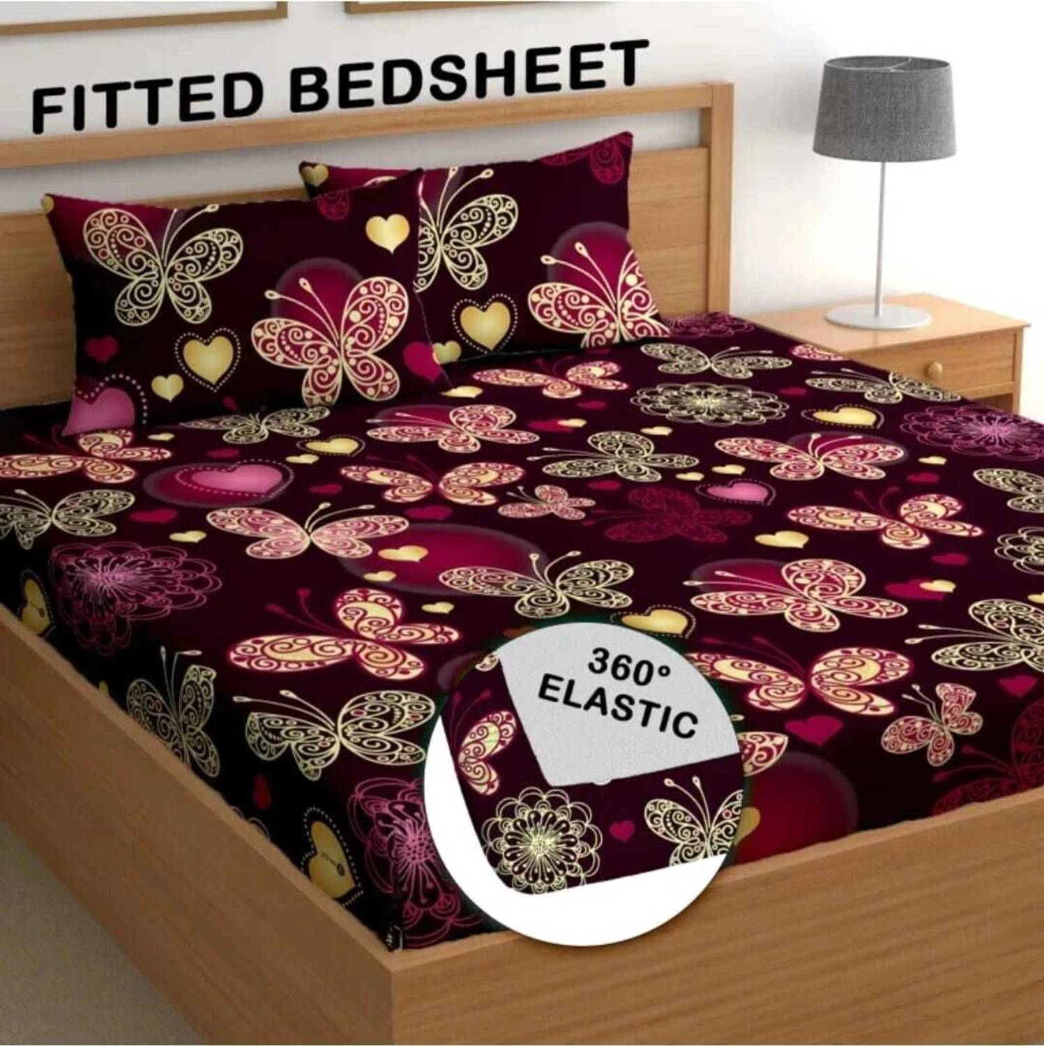 Decent Home Cotton Double Fitted (Elastic) 240 TC Floral 1 Bedshe