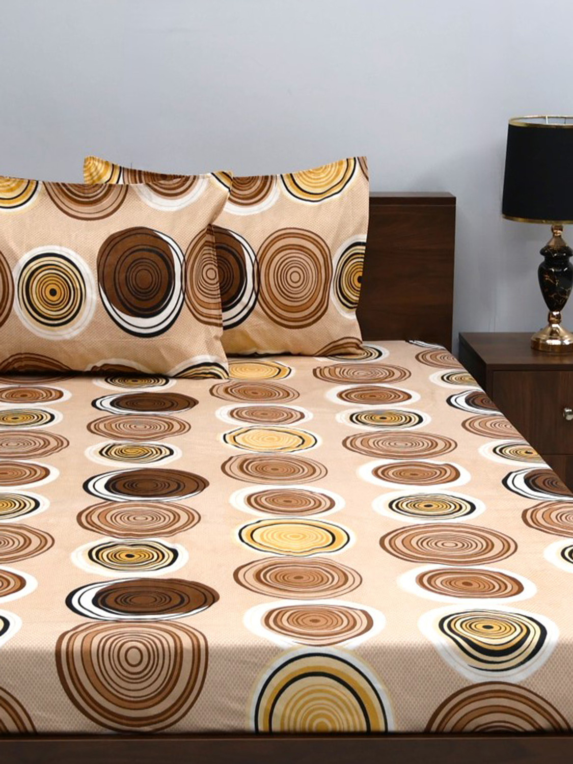 Image of Steve and Anderson Microfiber Queen Flat 140 TC Geometric 1 Bedsheet with 2 Pillow Covers