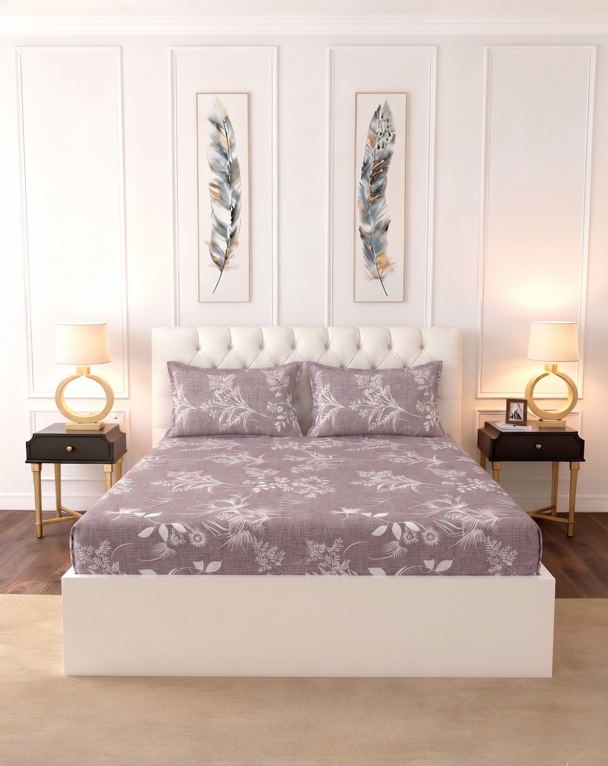 Image of Raymond Home Microfiber Double Flat 110 TC Floral 1 Bedsheet (Multicolor)