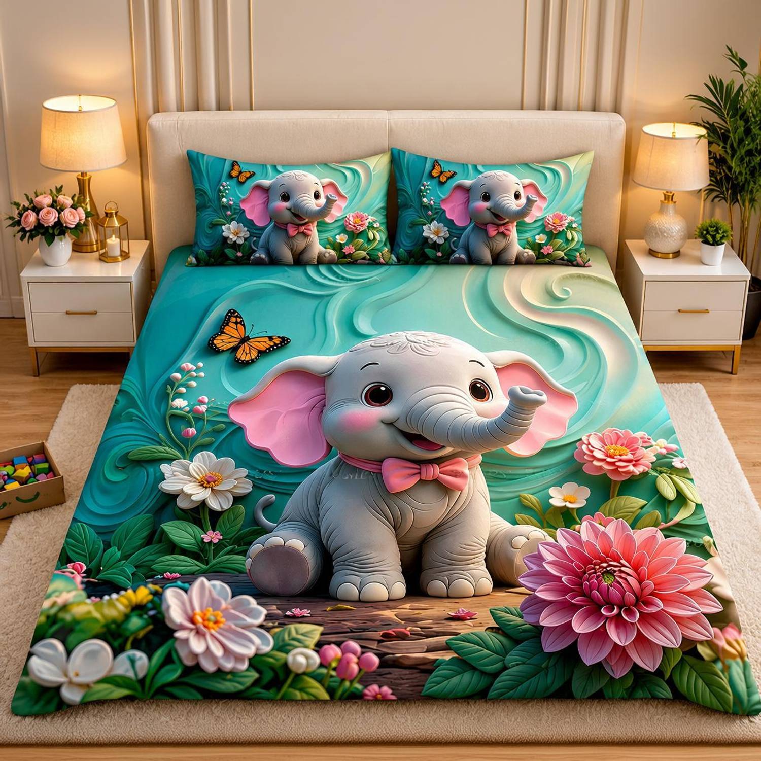 abluent home Polycotton King Flat 300 TC 7D Digital 1 Summer Bedsheet with 2 Pillow Covers