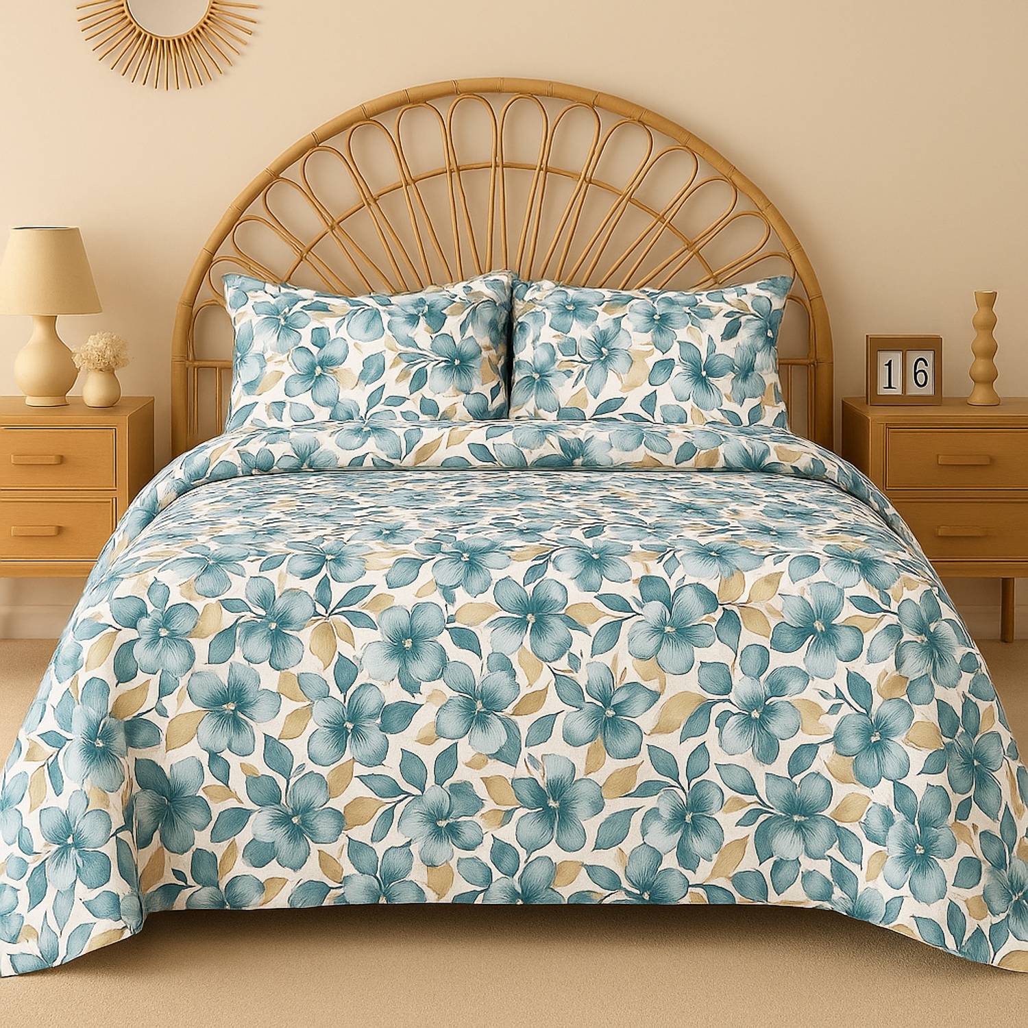 VAS COLLECTIONS Cotton Double Flat 160 TC Floral 1 Bedsheet with