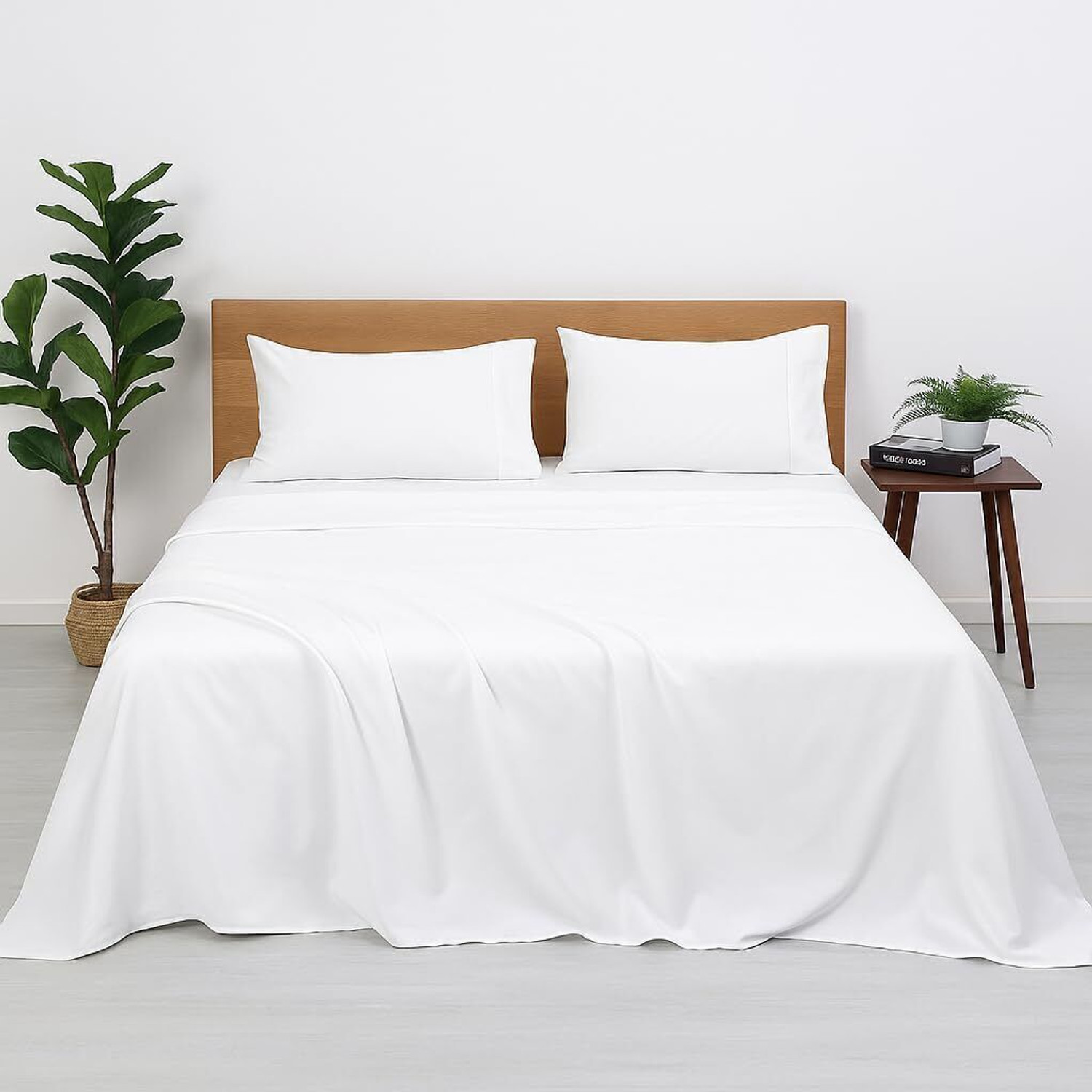 Image of lacoza Cotton Blend Double Flat 400 TC Solid 1 Bedsheet with 2 Pillow Covers