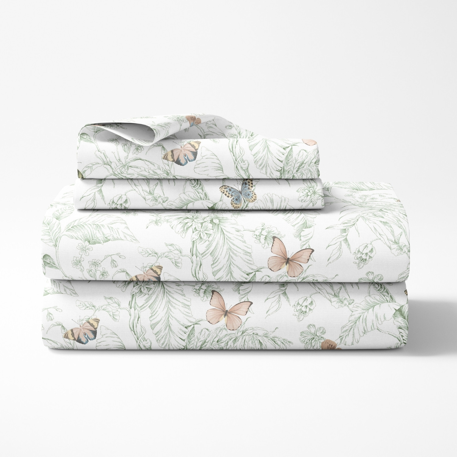Image of haus & kinder Cotton King Flat 144 TC Floral 1 Bedsheet with 2 Pillow Covers
