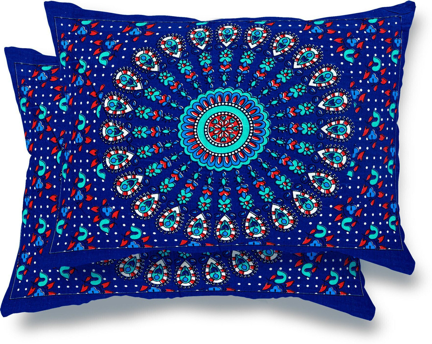 Image of Leo Creation Cotton Double Flat 144 TC Jaipuri Prints 1 Bedsheet with 2 Pillow Covers