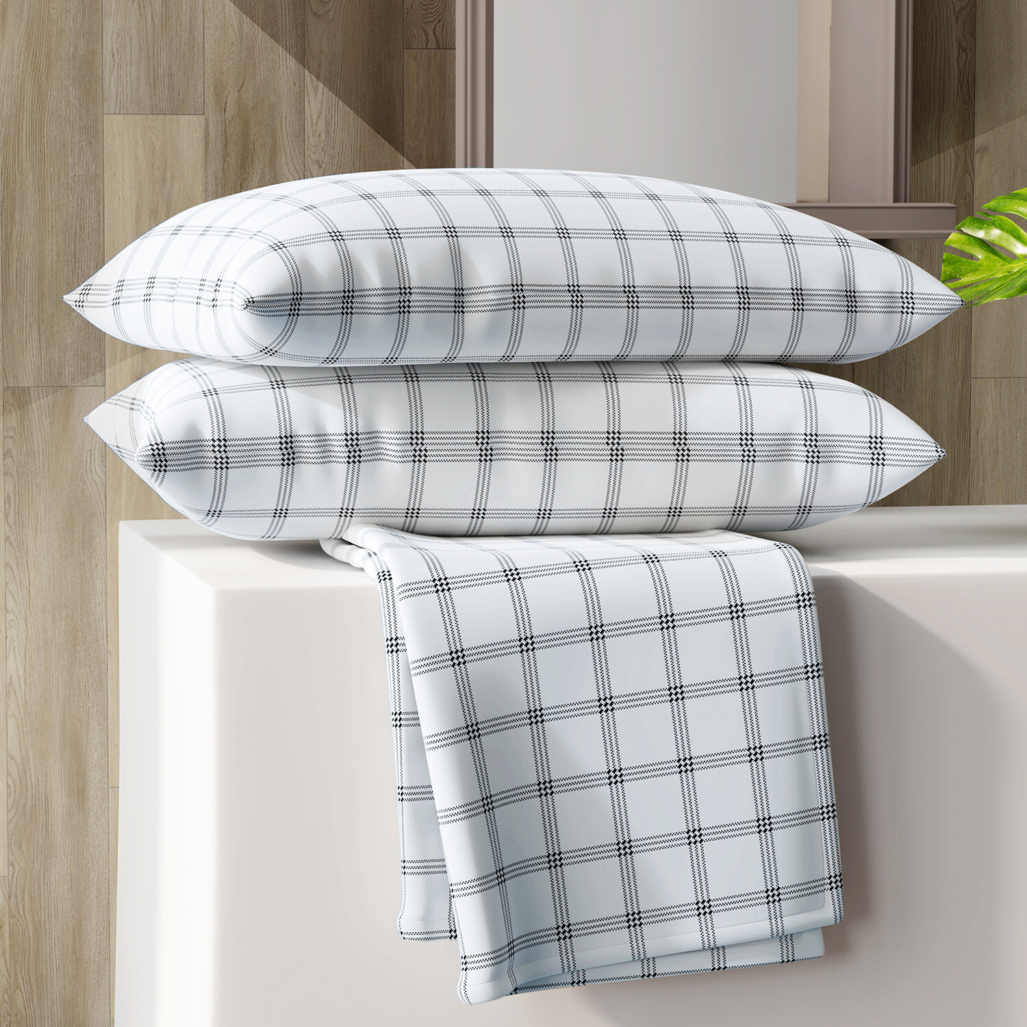 Image of Layers Cotton Blend Double Flat 225 TC Printed 1 Bedsheet with 2 Pillow Covers