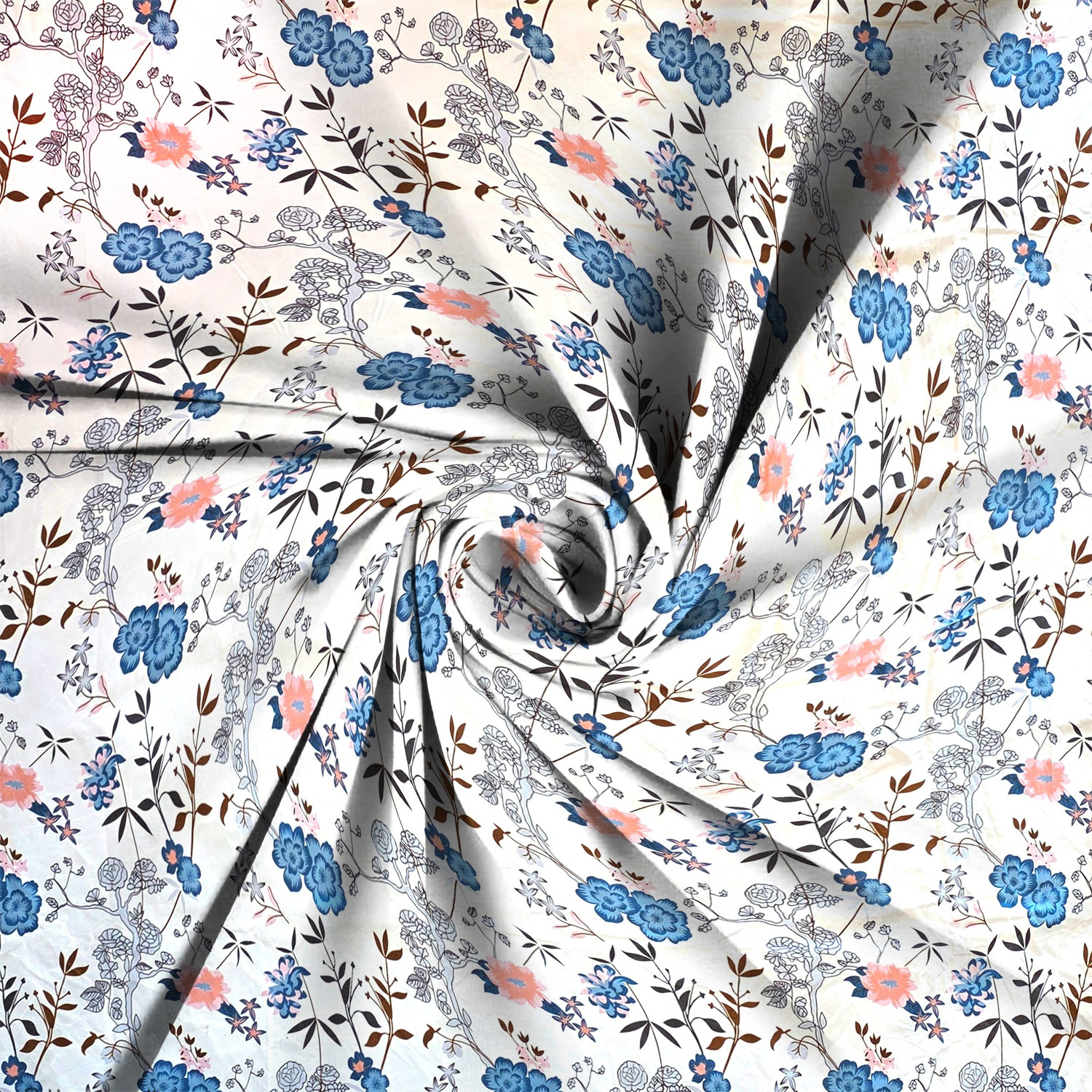 Image of CARLTON LONDON Cotton Double Fitted (Elastic) 104 TC Printed 1 Bedsheet with 2 Pillow Covers