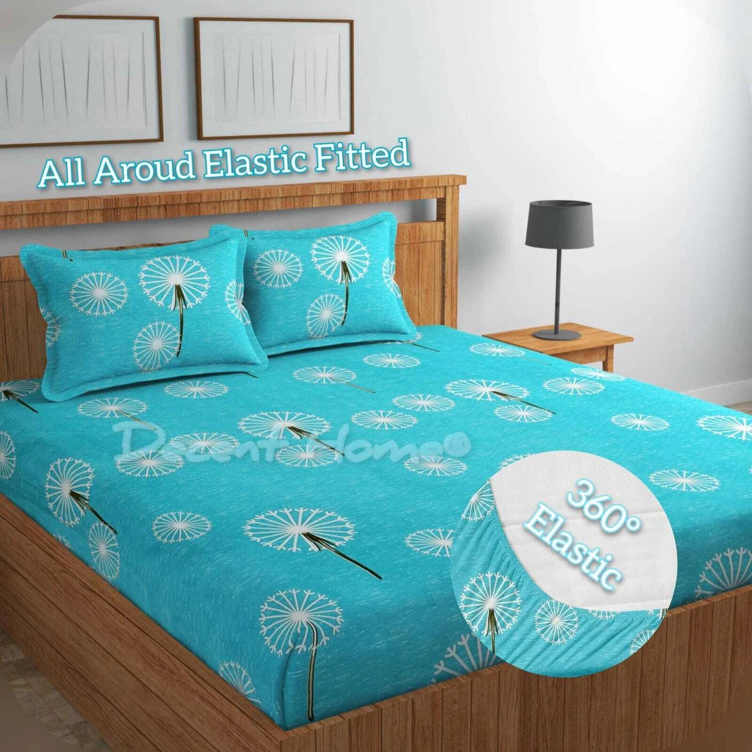 Decent Home Cotton King Fitted (Elastic) 240 TC Floral 1 Bedsheet