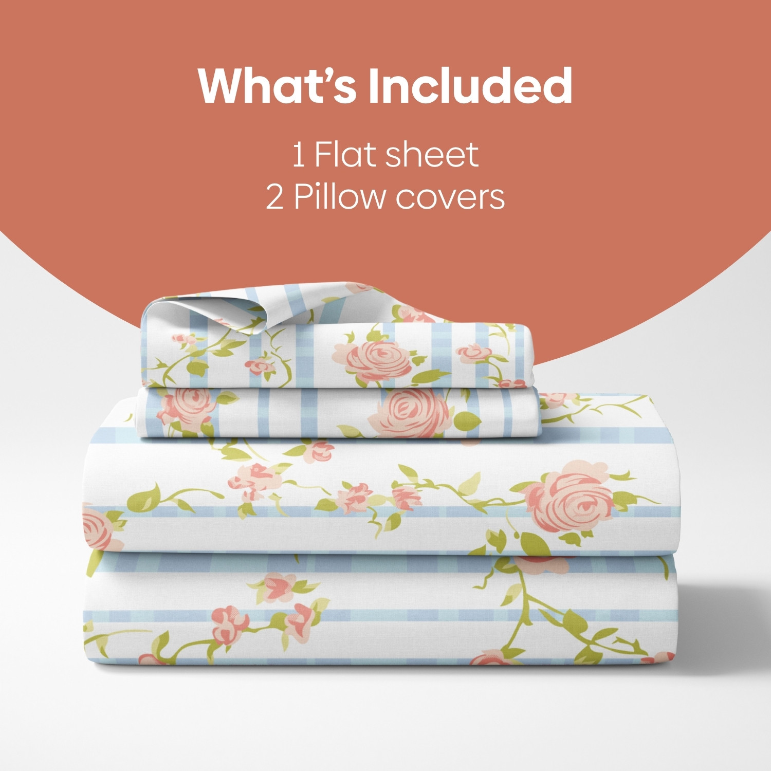 Image of haus & kinder Cotton Double Flat 144 TC Floral 1 Bedsheet with 2 Pillow Covers