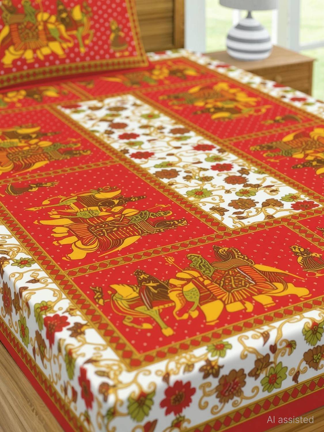 BharatLinen Cotton Single Flat 144 TC Animal 1 Summer Bedsheet