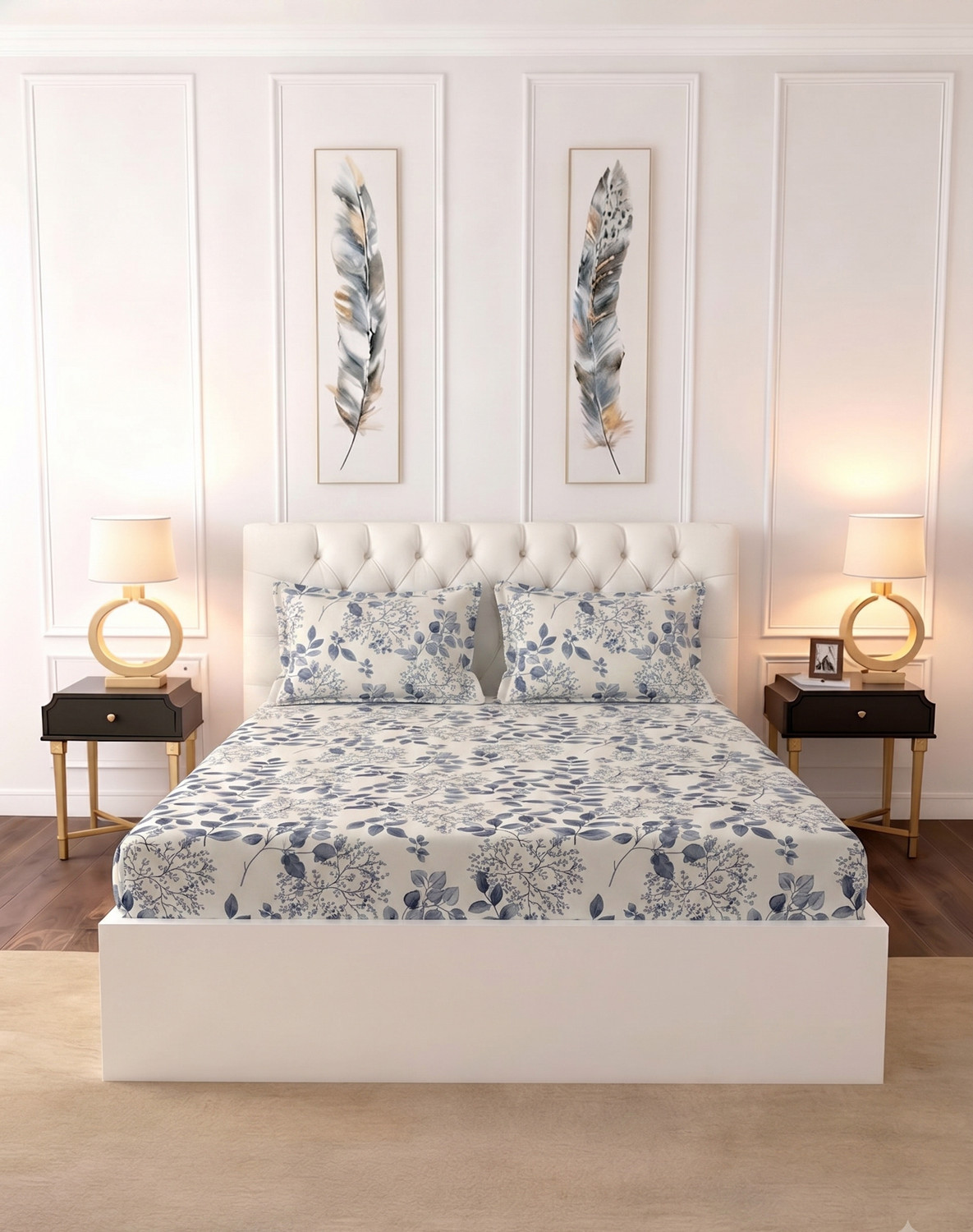 Image of Raymond Home Microfiber Double Flat 110 TC Floral 1 Bedsheet (Multicolor)