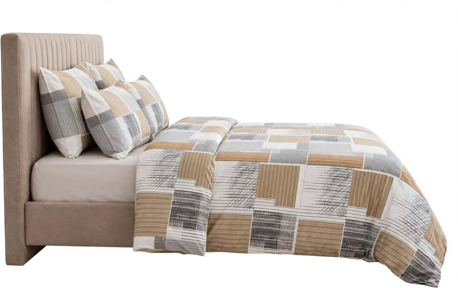 Image of Sumee Vastraya Cotton Blend King Flat 400 TC Geometric 1 Summer Bedsheet with 2 Pillow Covers (Multicolor)