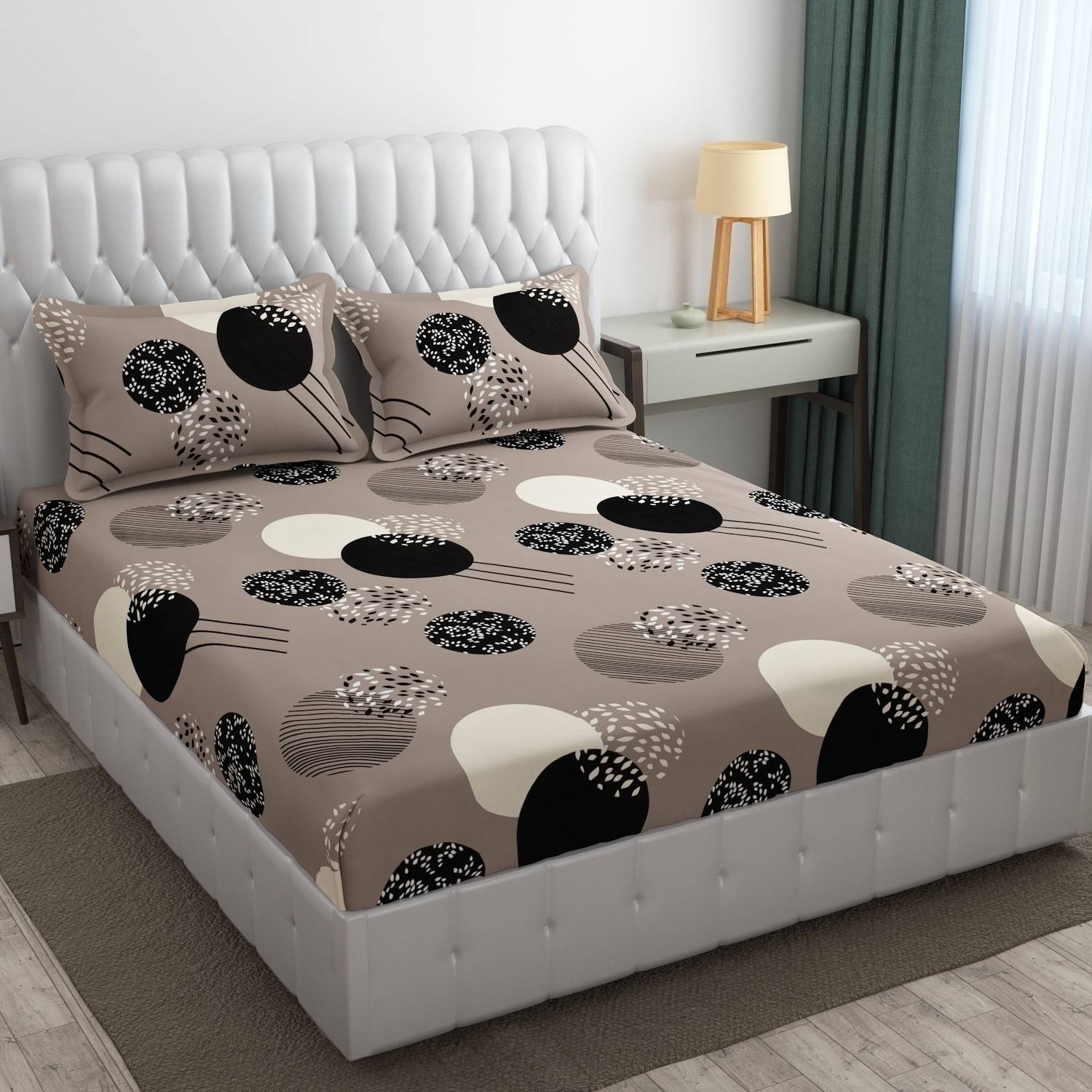 STAR TEX Cotton King Fitted (Elastic) 220 TC Abstract 1 Bedsheet