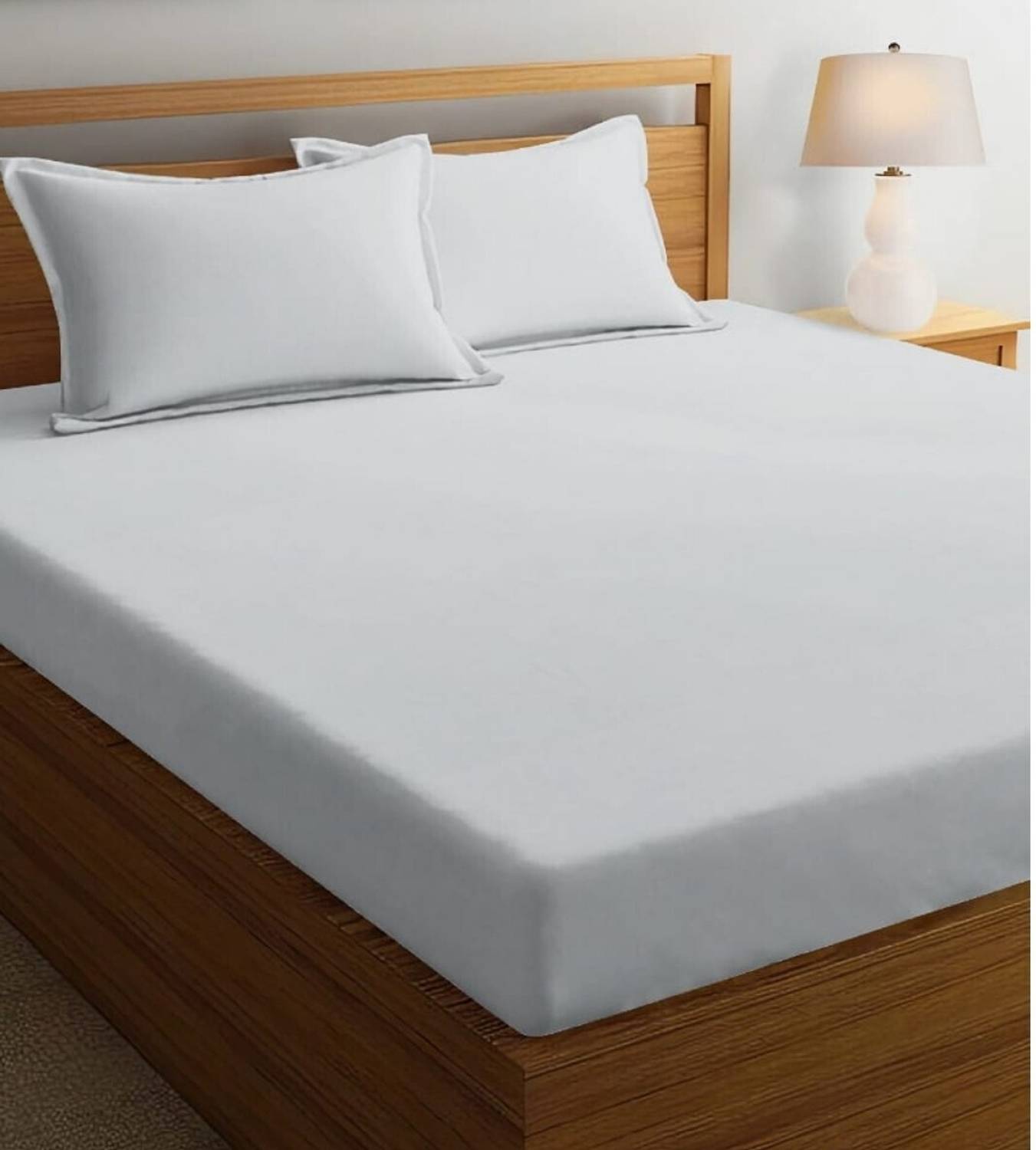 BELVOSTUM Microfiber Double Flat 180 TC Solid 1 Bedsheet with 2 P