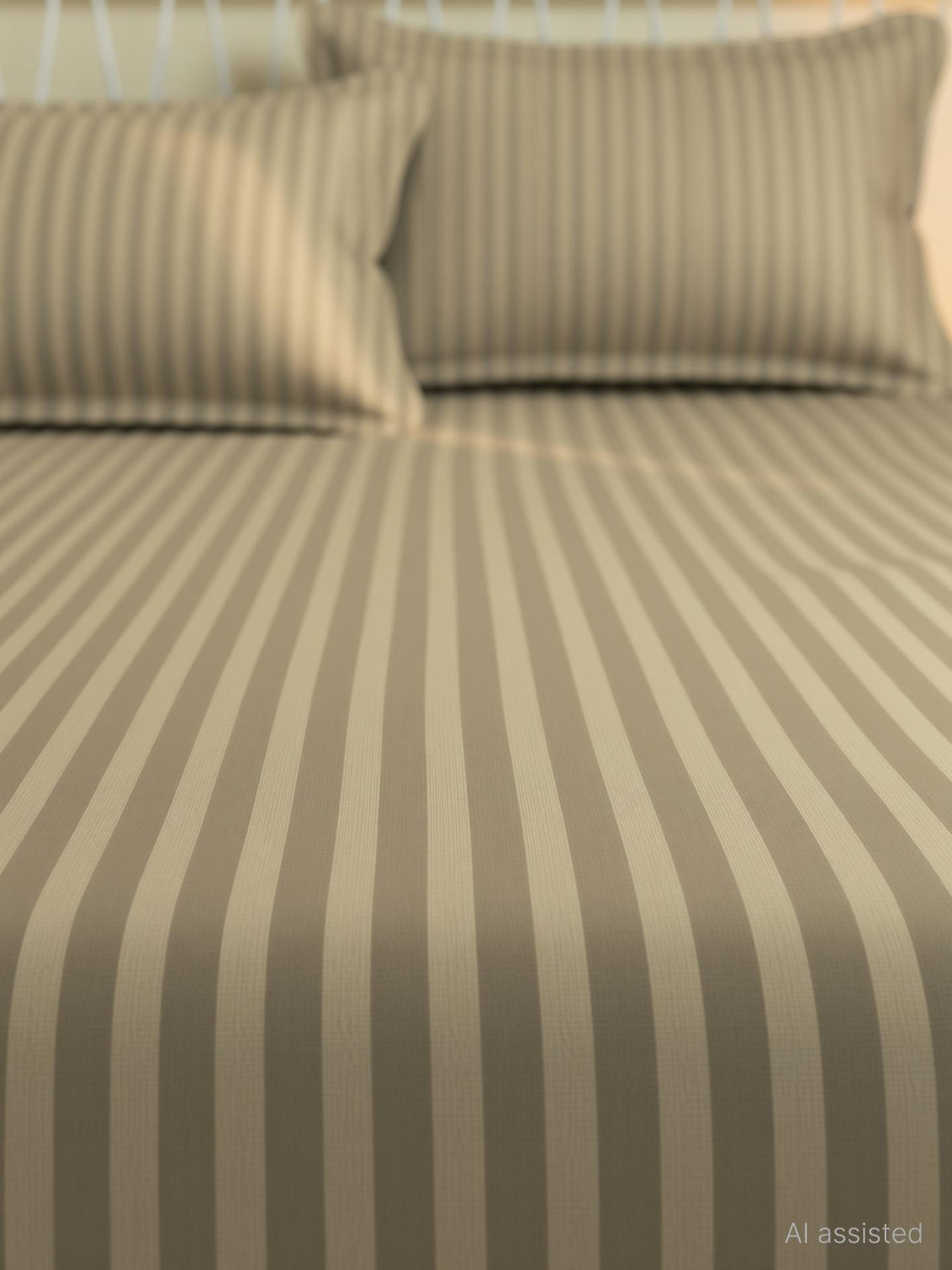 Image of Home Stylish Polycotton Double Flat 240 TC Striped 1 Bedsheet with 2 Pillow Covers