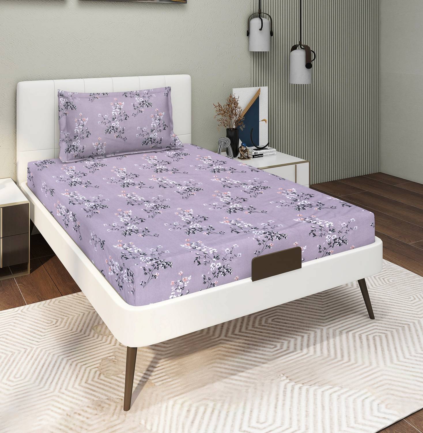 CARLTON LONDON Microfiber Single Flat 140 TC Floral 1 Bedsheet