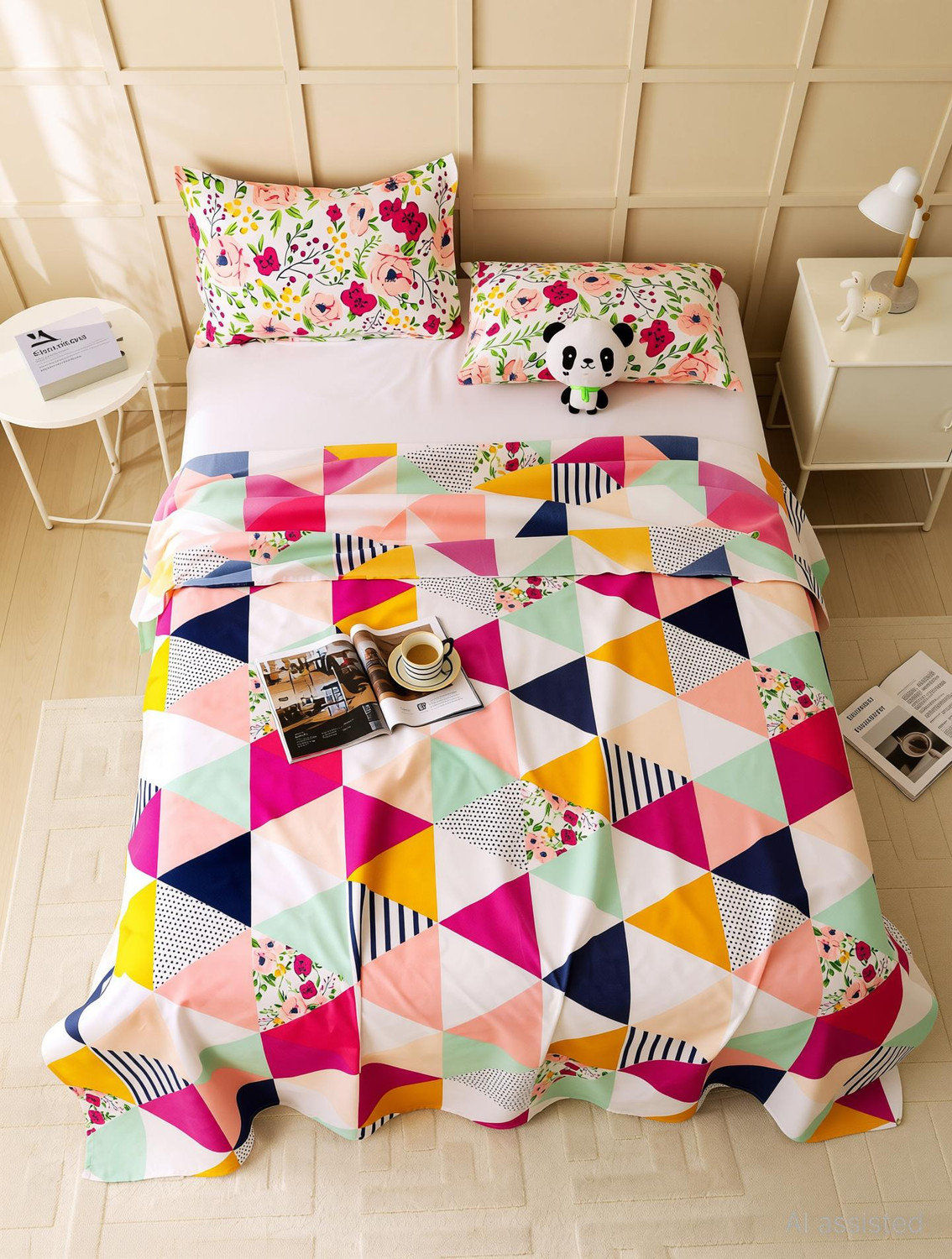 Image of Story@home Microfiber Double Flat 160 TC Printed 1 Bedsheet with 2 Pillow Covers