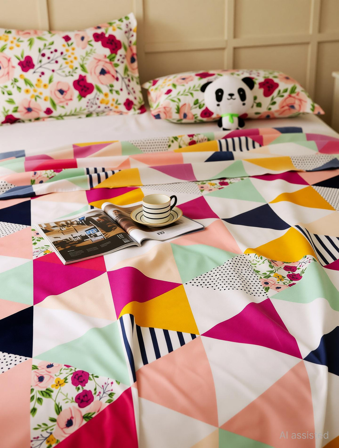 Image of Story@home Microfiber Double Flat 160 TC Printed 1 Bedsheet with 2 Pillow Covers