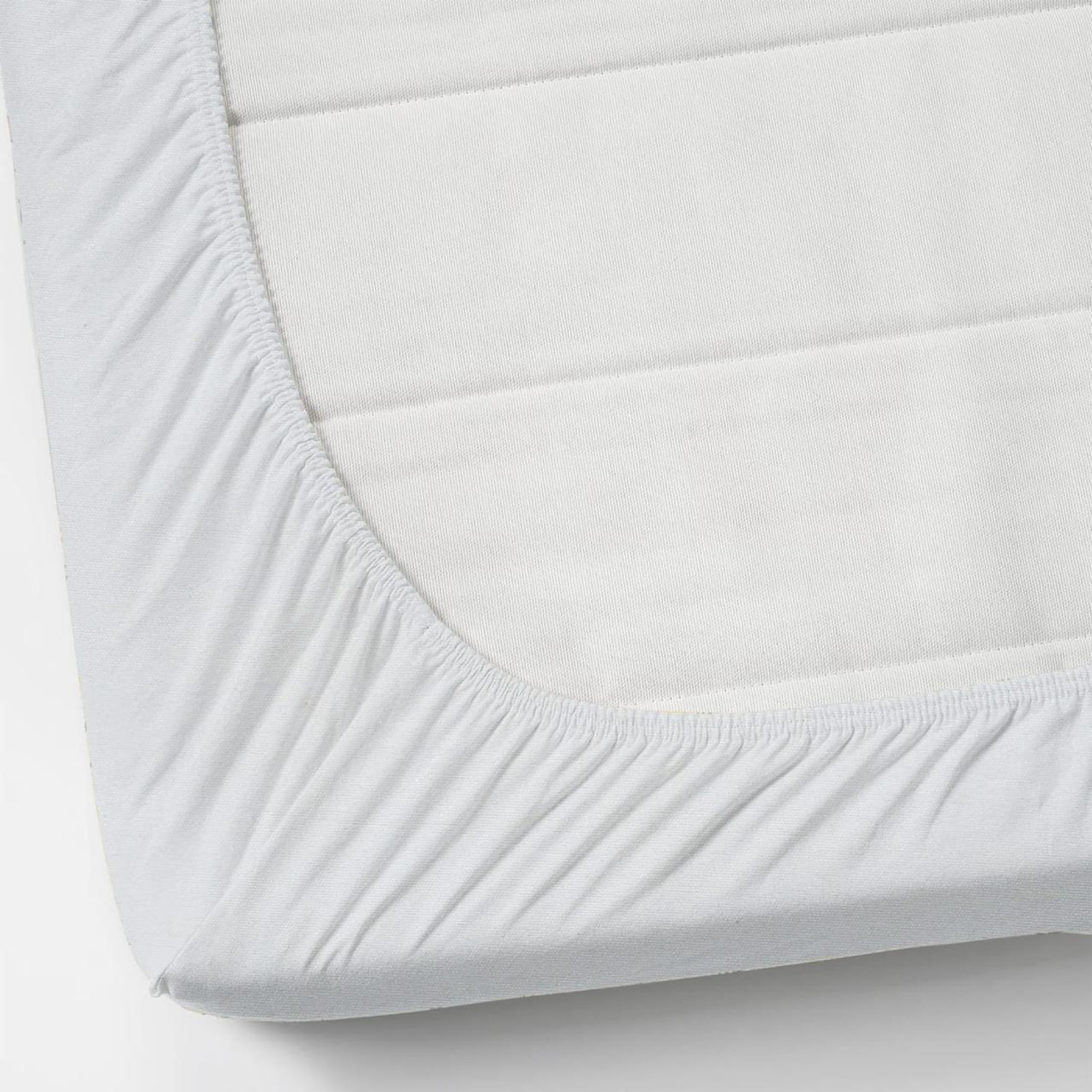 Image of MIGHTYCOZY Cotton Double Fitted (Elastic) 220 TC Solid 1 Bedsheet with 2 Pillow Covers (White)
