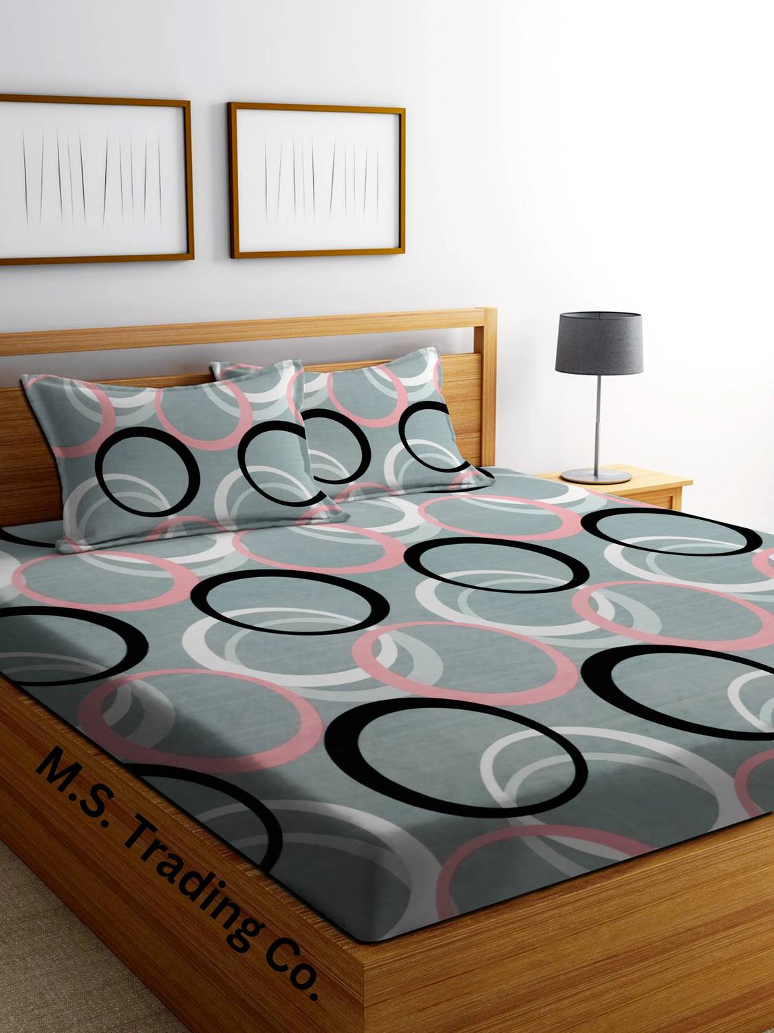 M.S. Trading Co. Cotton Double Flat 144 TC Printed 1 Bedsheet wit