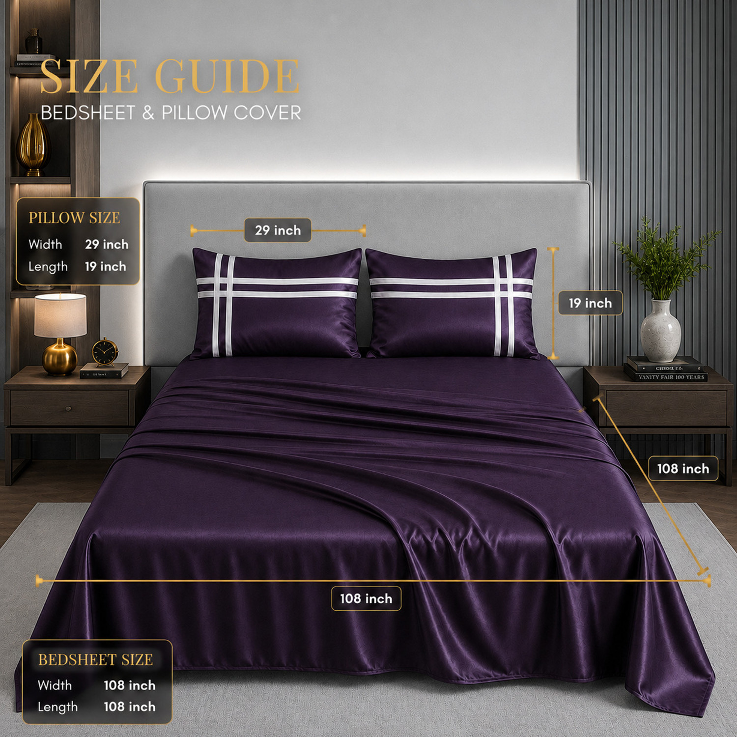 Image of Rangrika.in Satin Super King Flat 400 TC Striped 1 Summer Bedsheet with 2 Pillow Covers