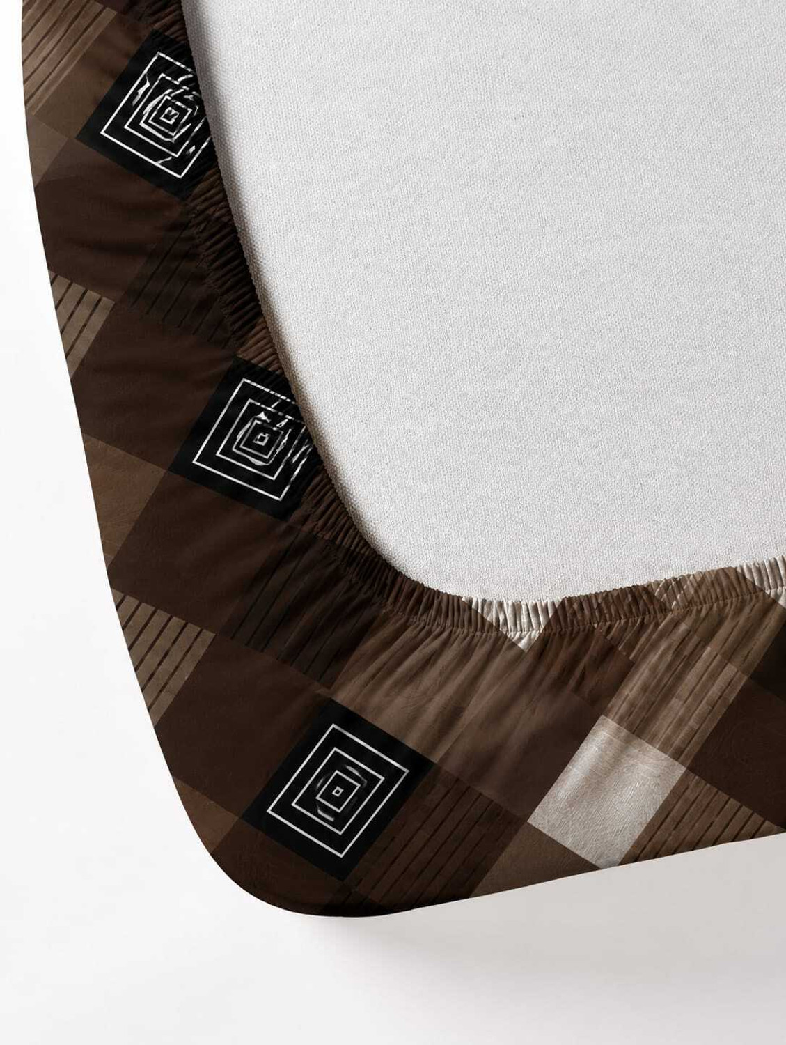 Image of Stylishkanha Cotton Double Fitted (Elastic) 320 TC Geometric 1 Summer Bedsheet with 2 Pillow Covers