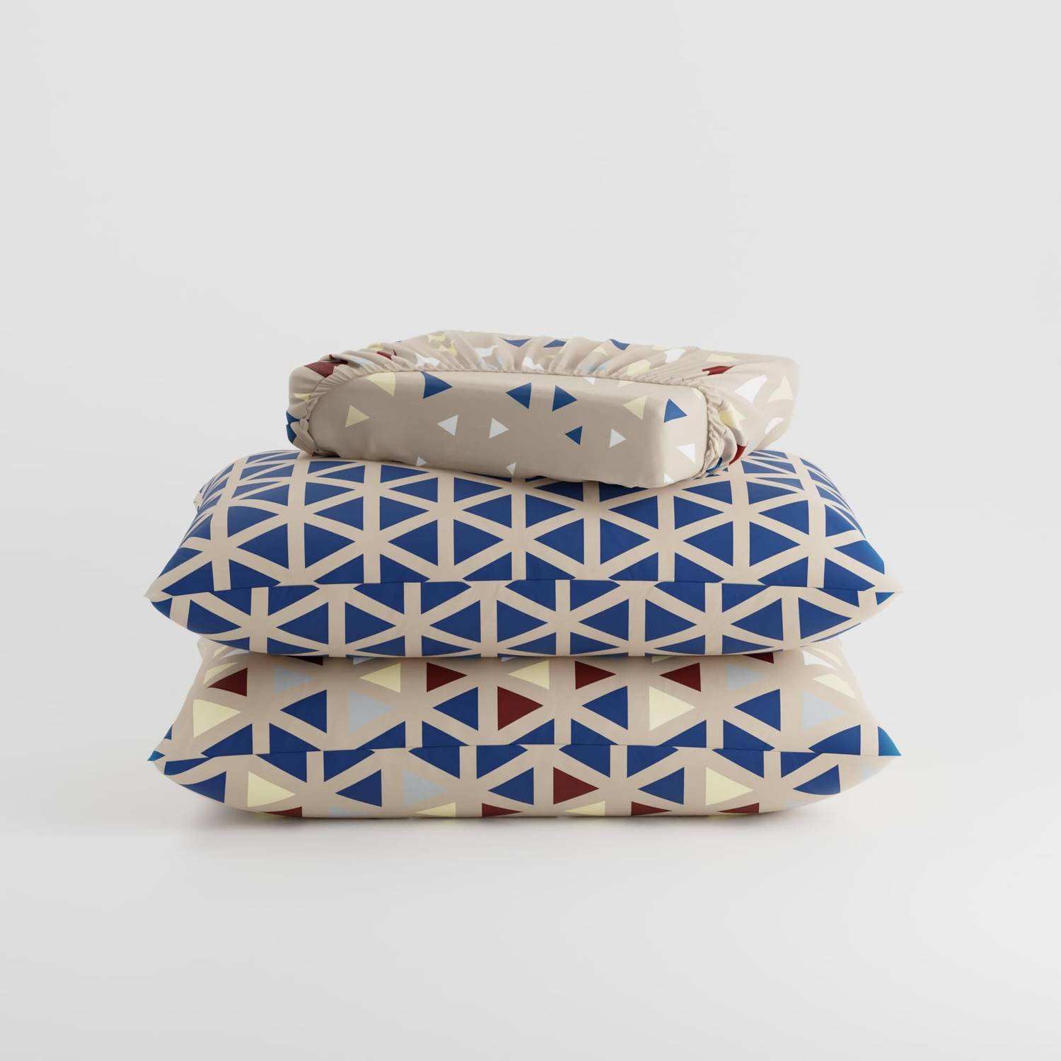 BLISSHOME Cotton King Fitted 150 TC Geometric Bedsheet with Pillow - Image 4