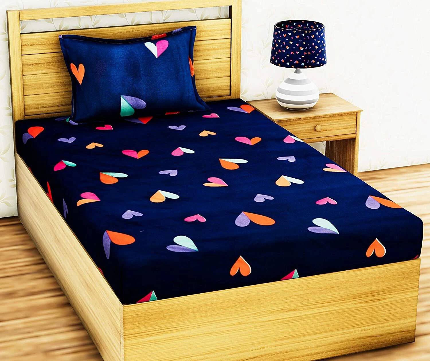 AVINYA Microfiber Single Fitted (Elastic) 320 TC Checkered 1 Bedsheet