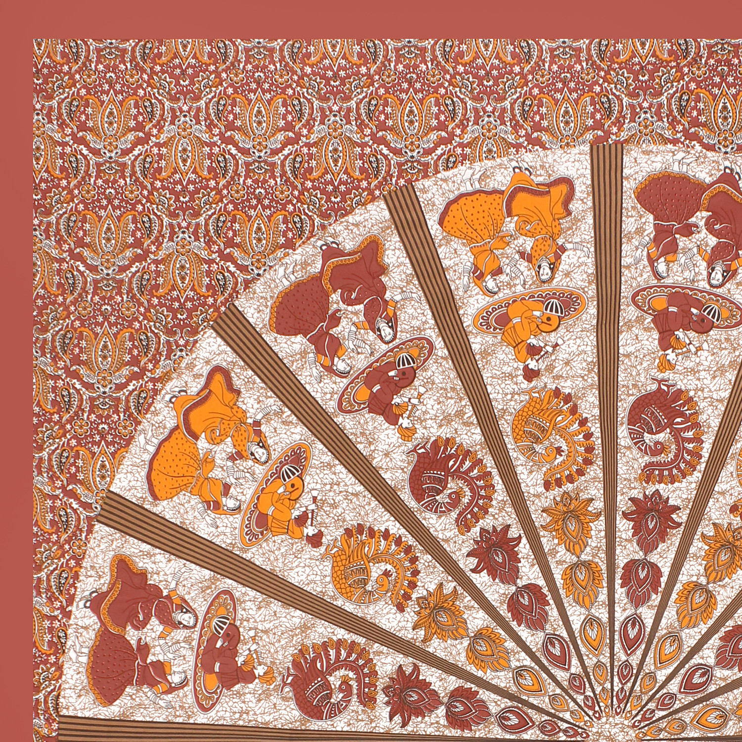 Image of JAIPUR PRINTS Cotton Double Flat 144 TC Jaipuri Prints 1 Bedsheet with 2 Pillow Covers (Brown)