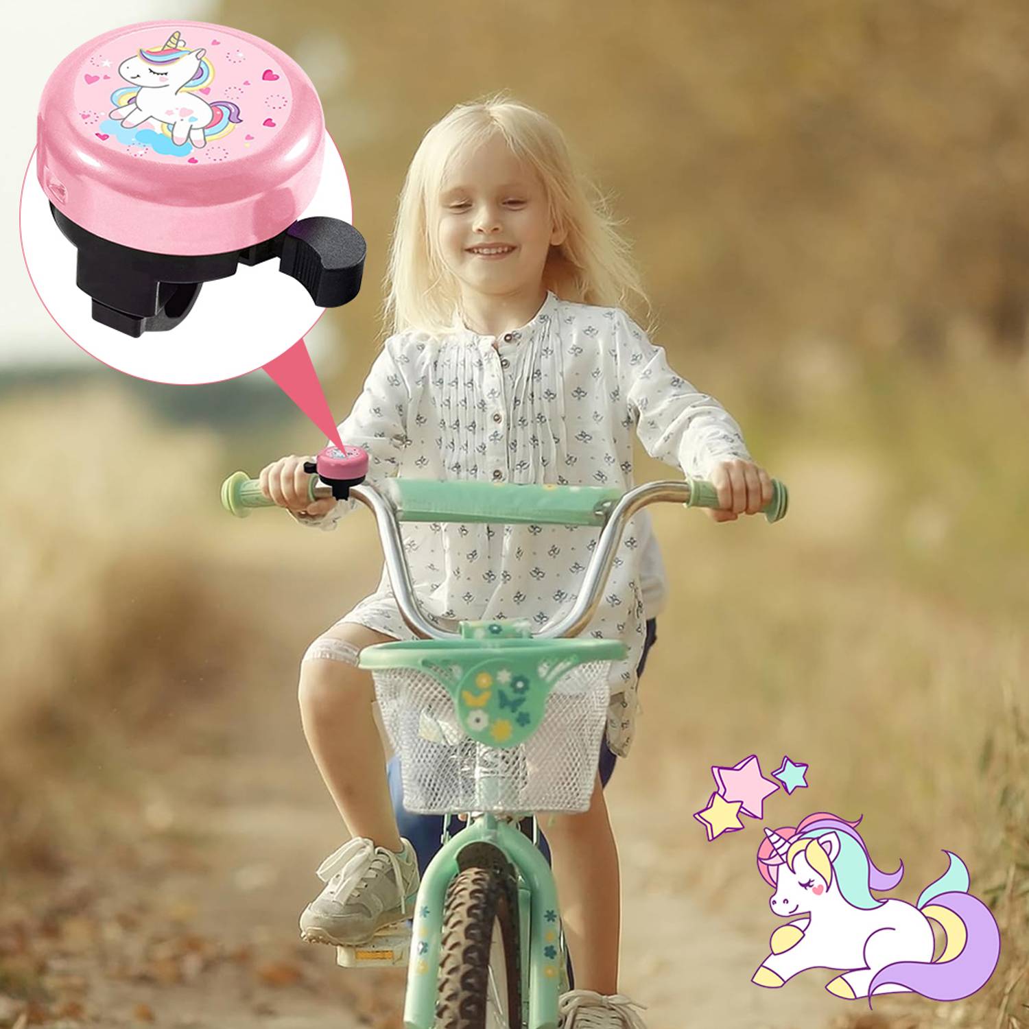 STHIRA Kids Bicycle Ring Pink Unicorn Cartoon Bell for Bikes Bell