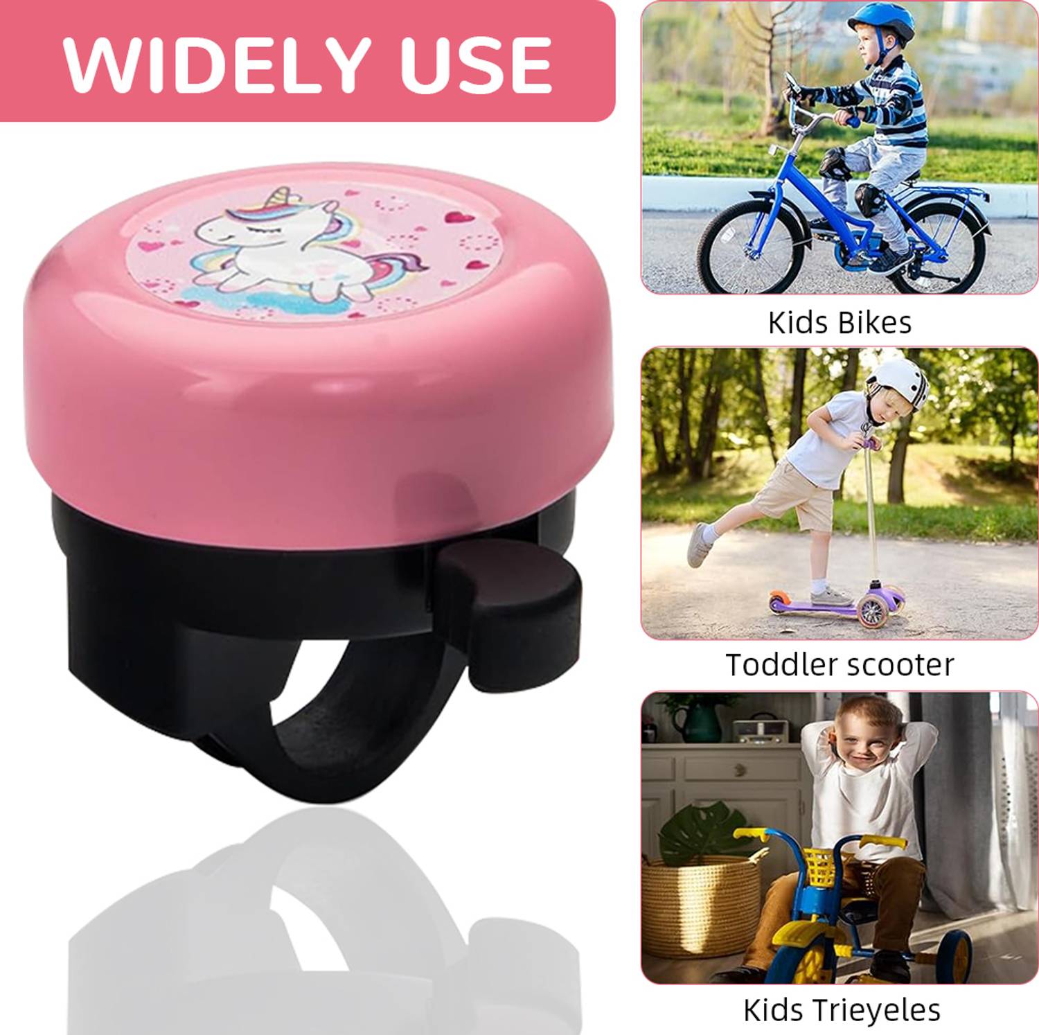 STHIRA Kids Bicycle Ring Pink Unicorn Cartoon Bell for Bikes Bell