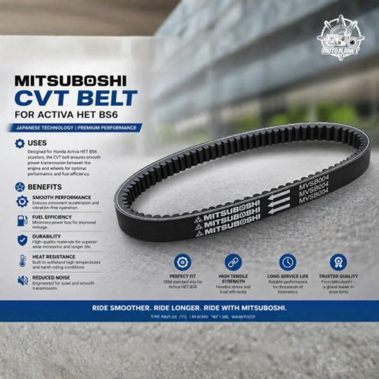 Image of MOTO PLANET MPD-CVT Scooter Belt Usable for Activa HET BS6 Drive Belt Smooth Transmission Belt Tension Gauge