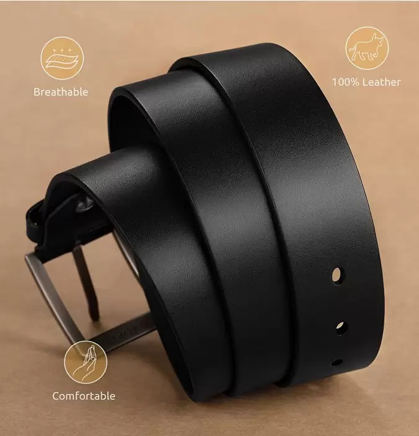 Image of PROVOGUE Men Casual, Evening, Formal, Party Black, Brown Genuine Leather Belt