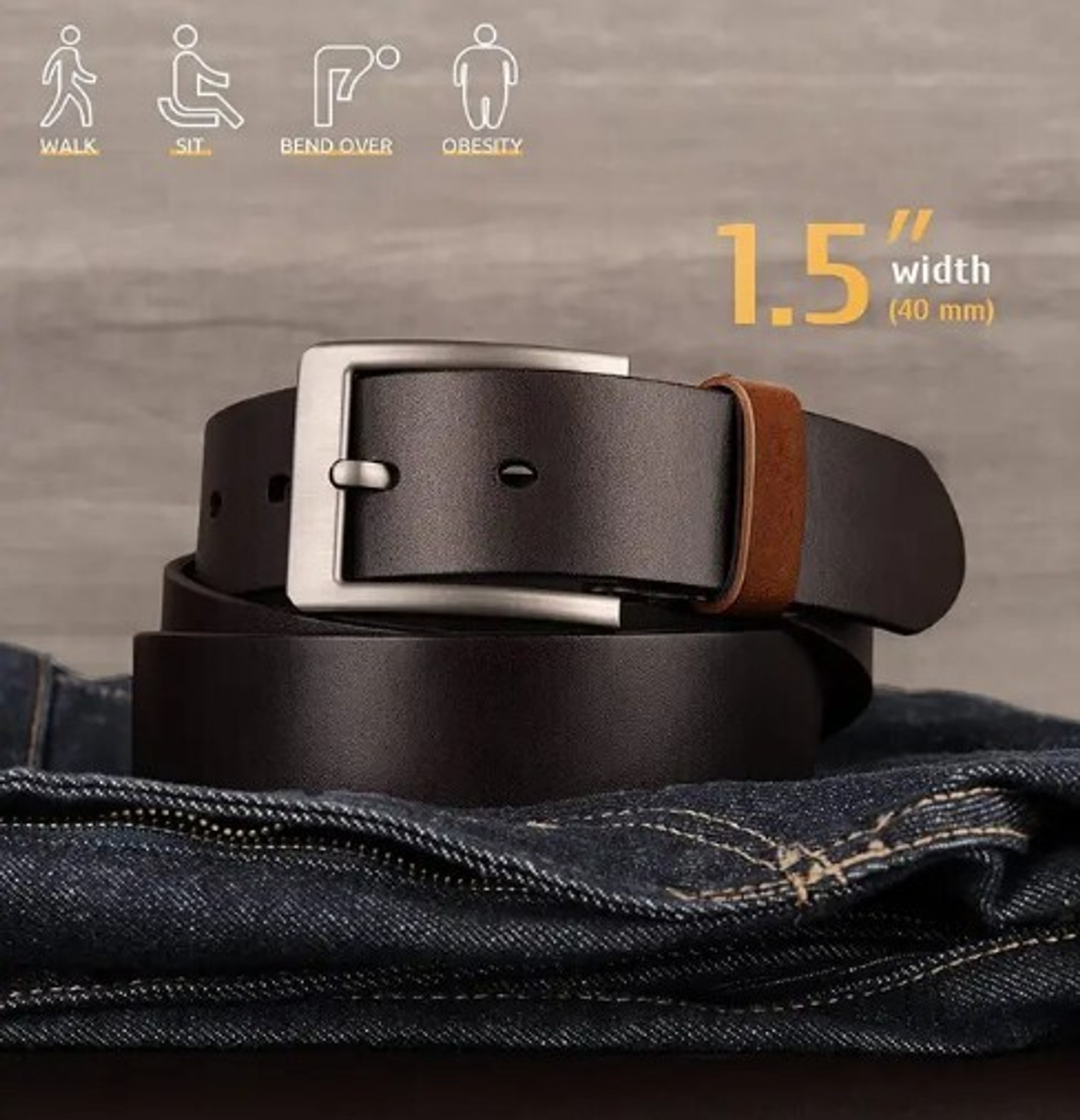 Image of PROVOGUE Men Formal, Casual, Party Brown Genuine Leather Belt