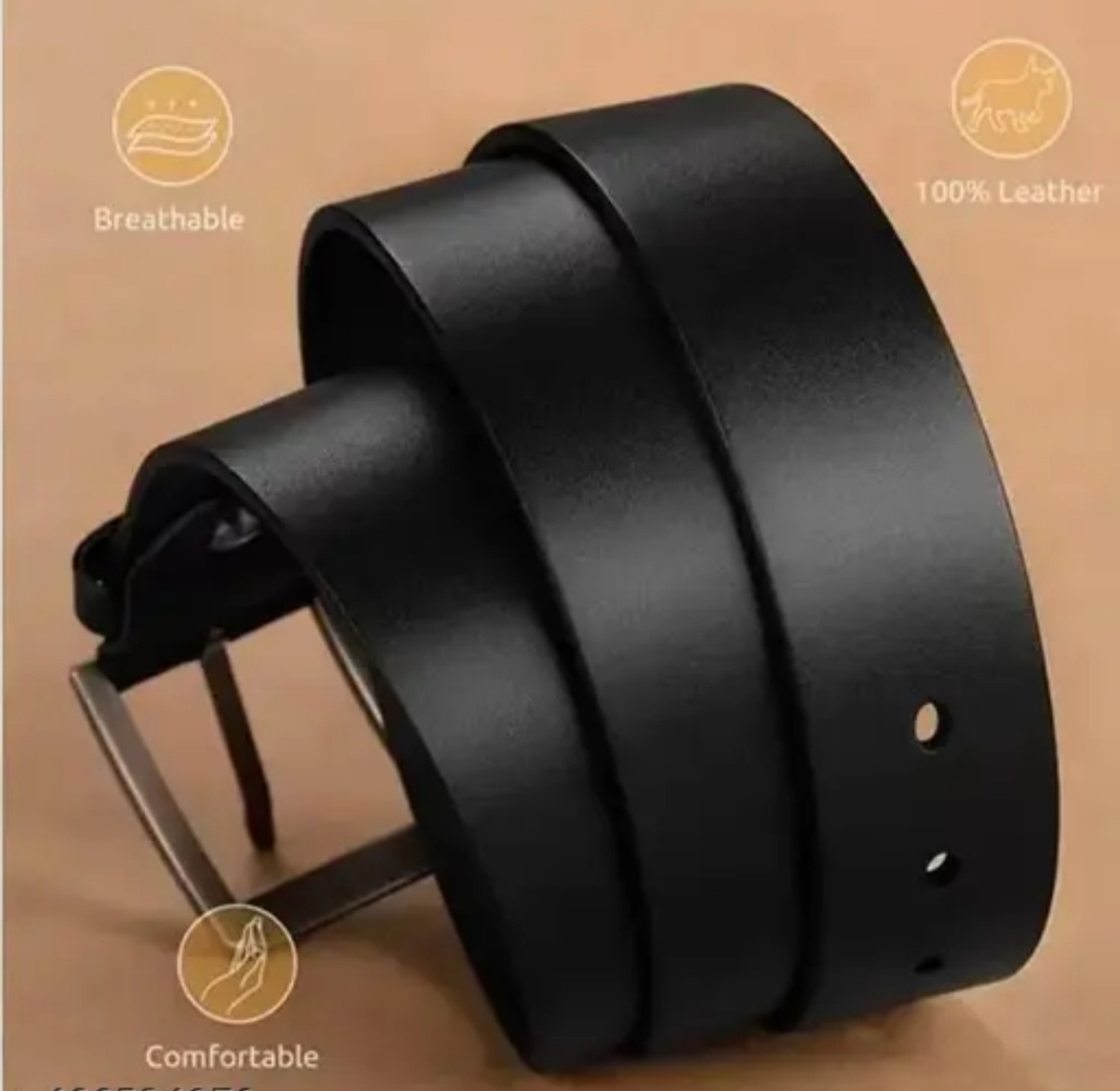 Image of PROVOGUE Men Formal, Casual Black Genuine Leather Belt